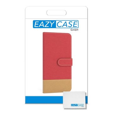 EAZY CASE Handyhülle Bookstyle Jeans für Samsung Galaxy S9 5,8 Zoll, Denim Etui Handytasche Kunstleder mit Standfunktion und wallet Rot