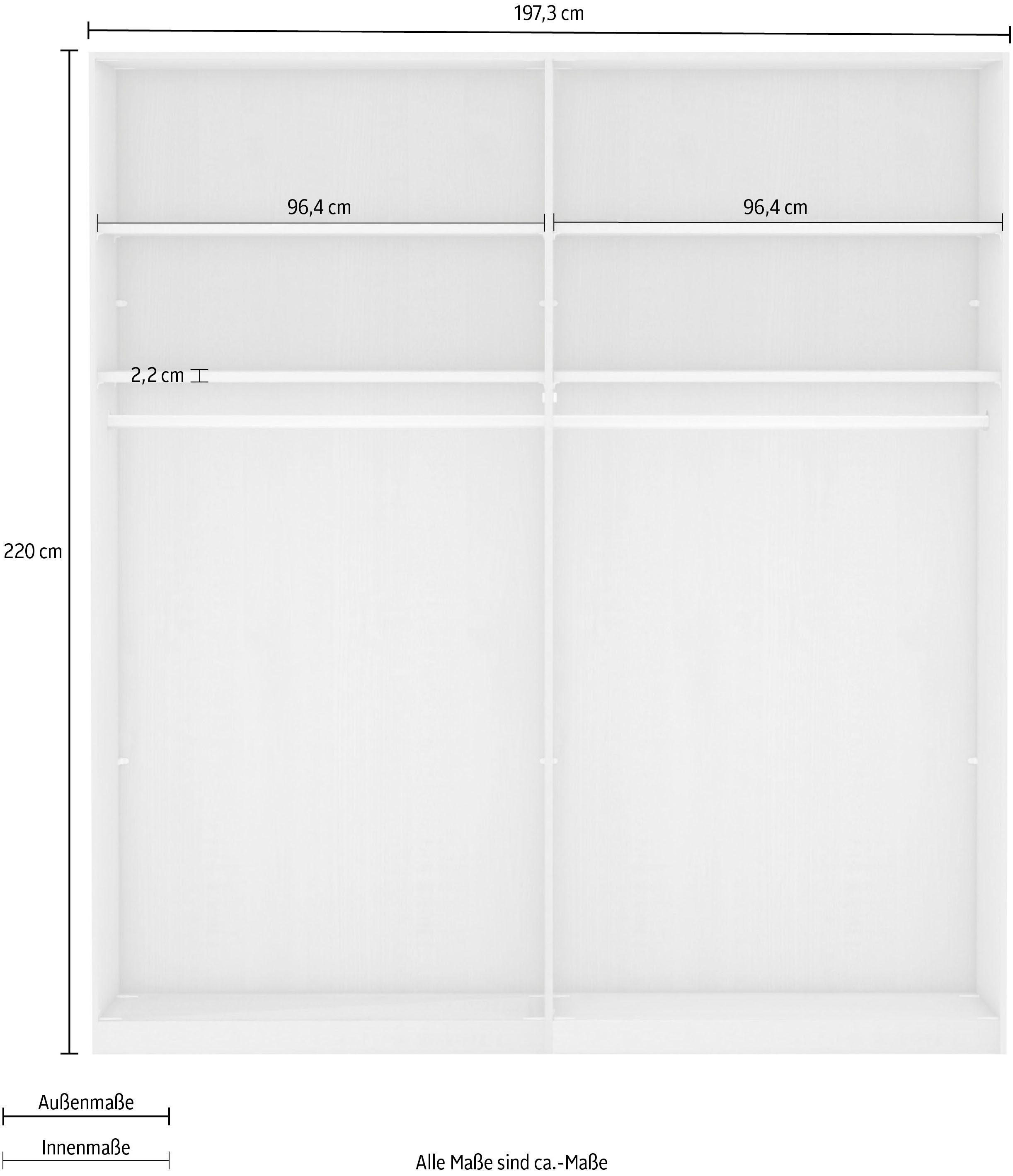 WIEMANN Schwebetürenschrank Graphit-Dekor im Korpusfarbton Querriegel Göteborg und Griffleisten