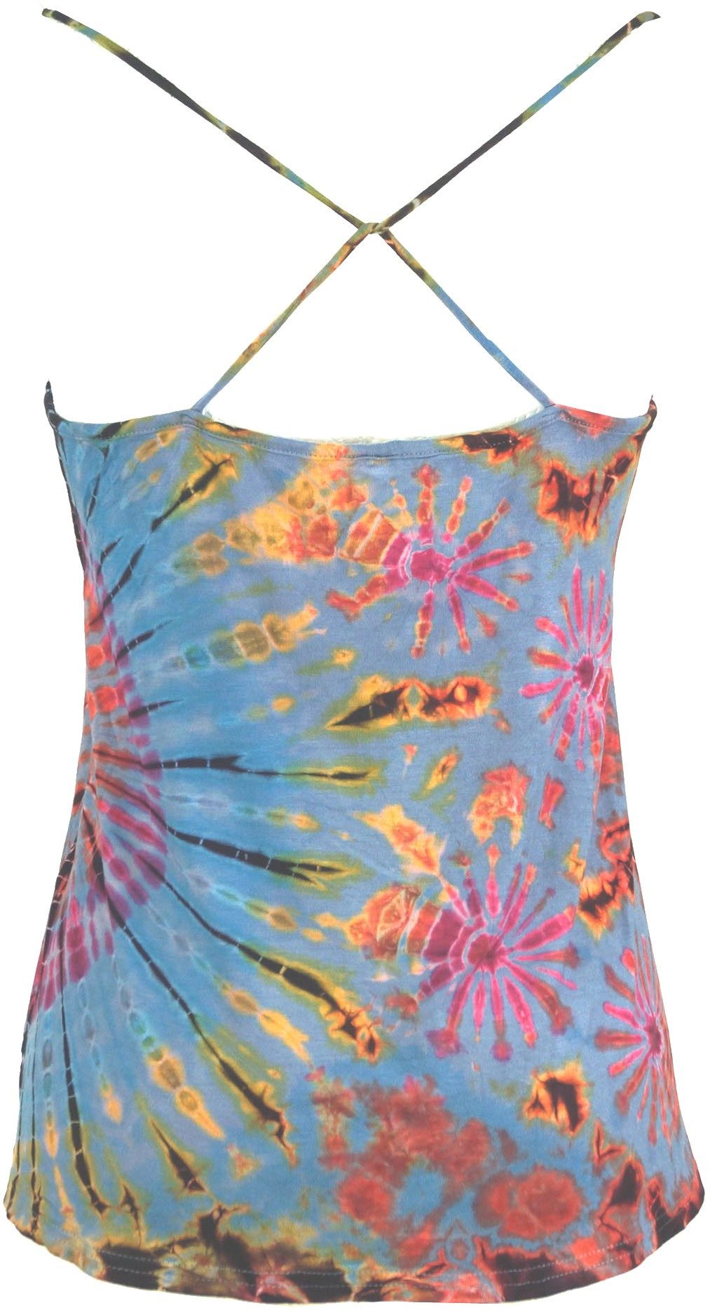 Guru-Shop T-Shirt Batik Hippie Top - hellblau Festival, Ethno Style, Hippie, alternative Bekleidung