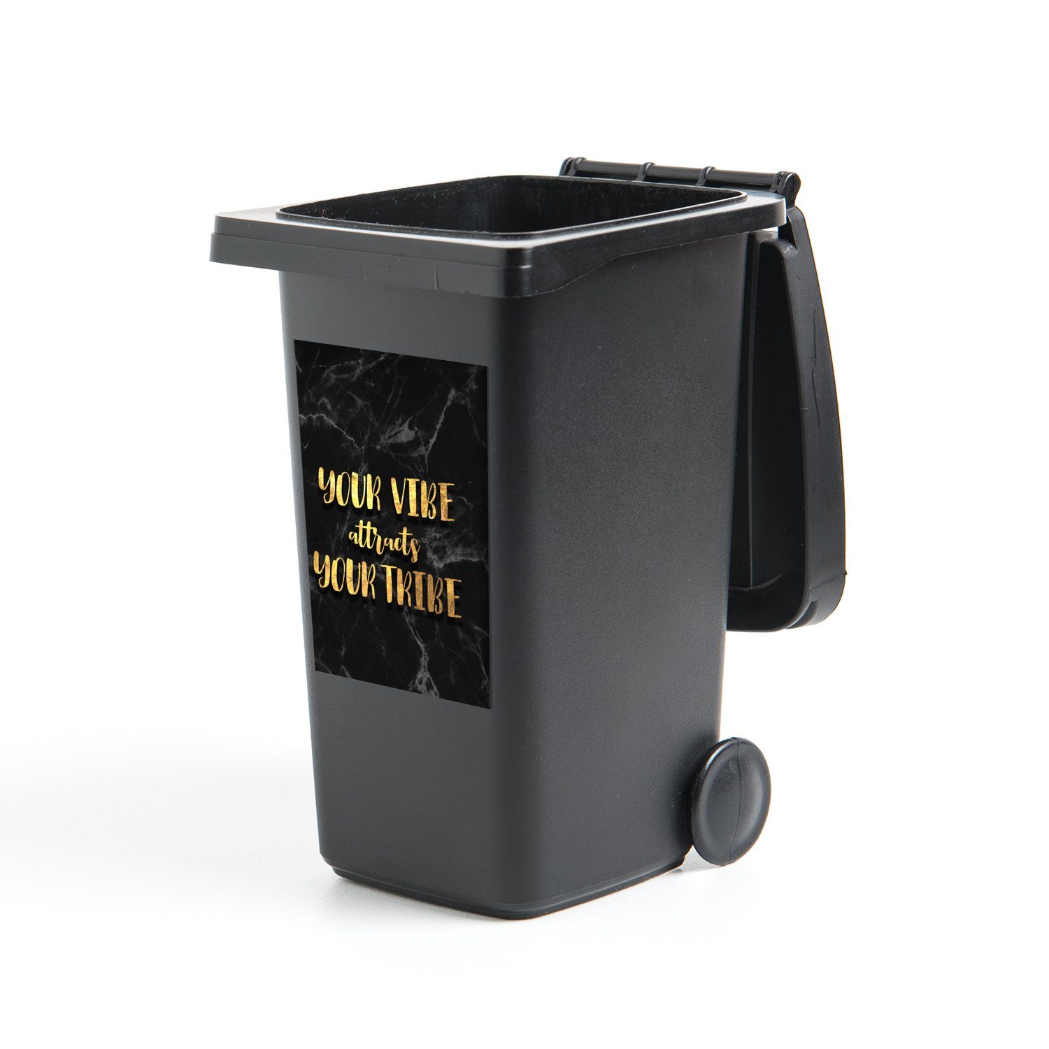 MuchoWow Wandsticker Zitat - Sprichwörter - Gold - Marmor (1 St), Mülleimer-aufkleber, Mülltonne, Sticker, Container, Abfalbehälter