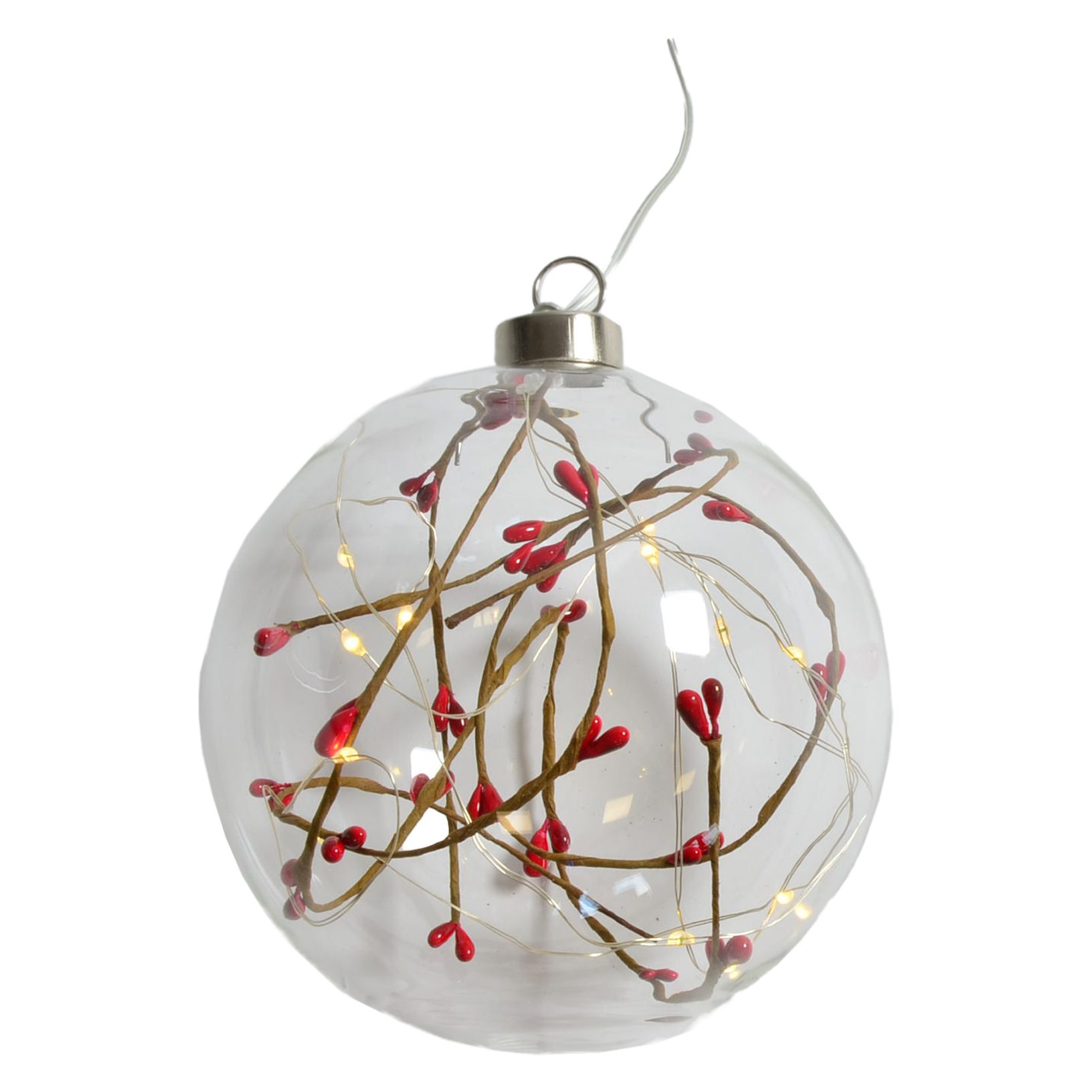 B&S LED Dekolicht Weihnachtsdeko Glaskugel LED mit Timer transparent 12 cm