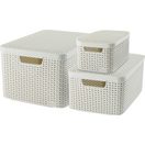 Curver Organizer Style Box L+M+S (Set, 3 St), Aufbewahrungsbox, stapelbar mit und ohne Deckel