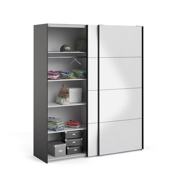 ebuy24 Kleiderschrank Veto Schiebetürenschrank B183 cm 2 Türen matt schw