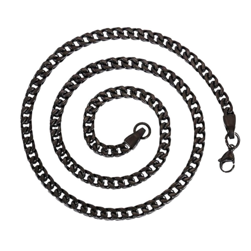 BUNGSA Ketten-Set Panzerkette vierkant massiv 5mm schwarz aus Edelstahl Herren (1-tlg), Halskette Necklace