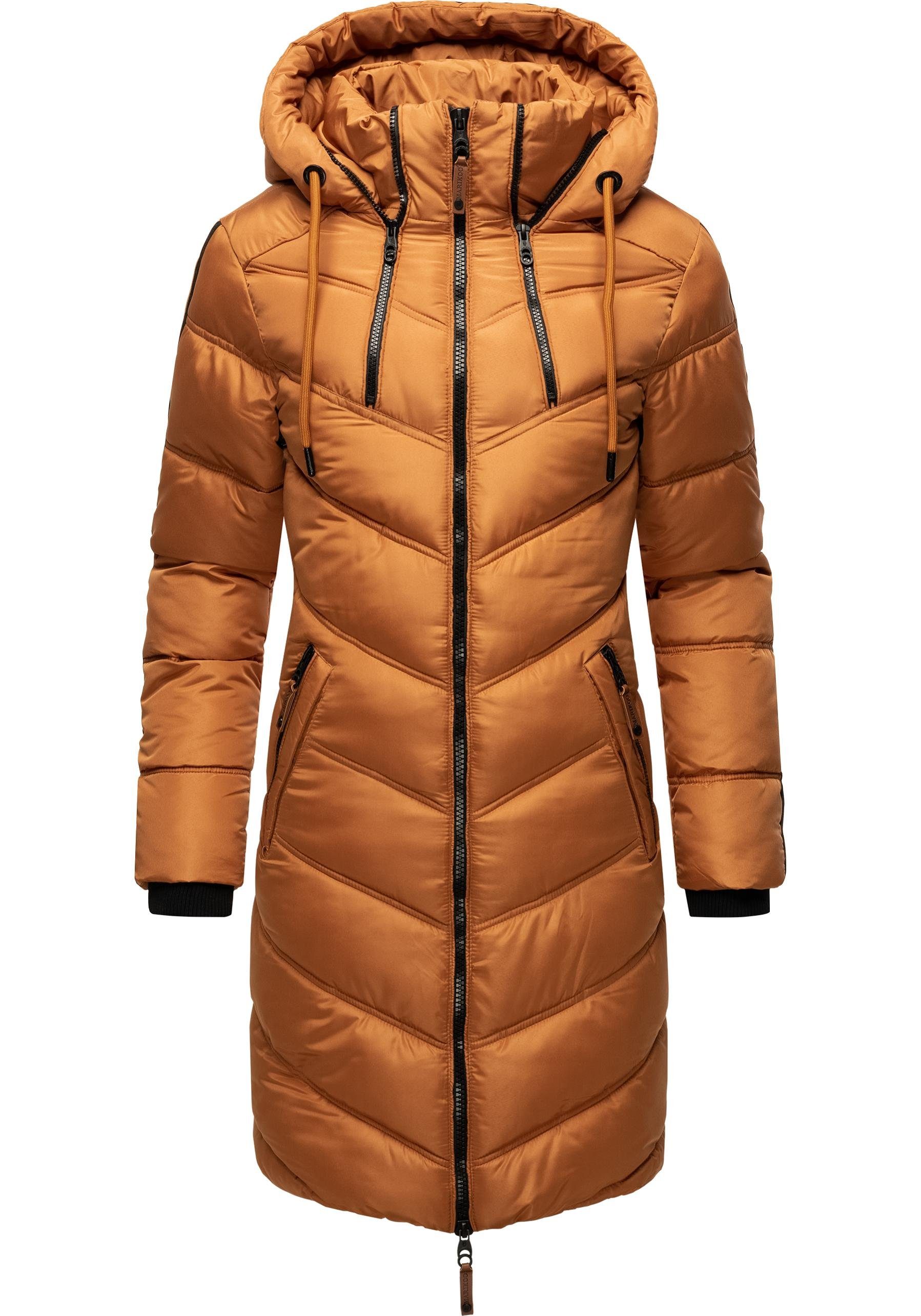 Marikoo Wintermantel Armasa modischer Damen Winter Steppmantel mit Kapuze
