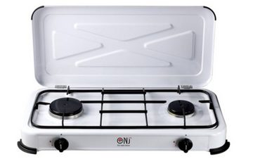 NJ The right choice Gaskocher NJ-02, Propan Gaskocher 2 flammig Campingkocher 3,4 KW mit Deckel