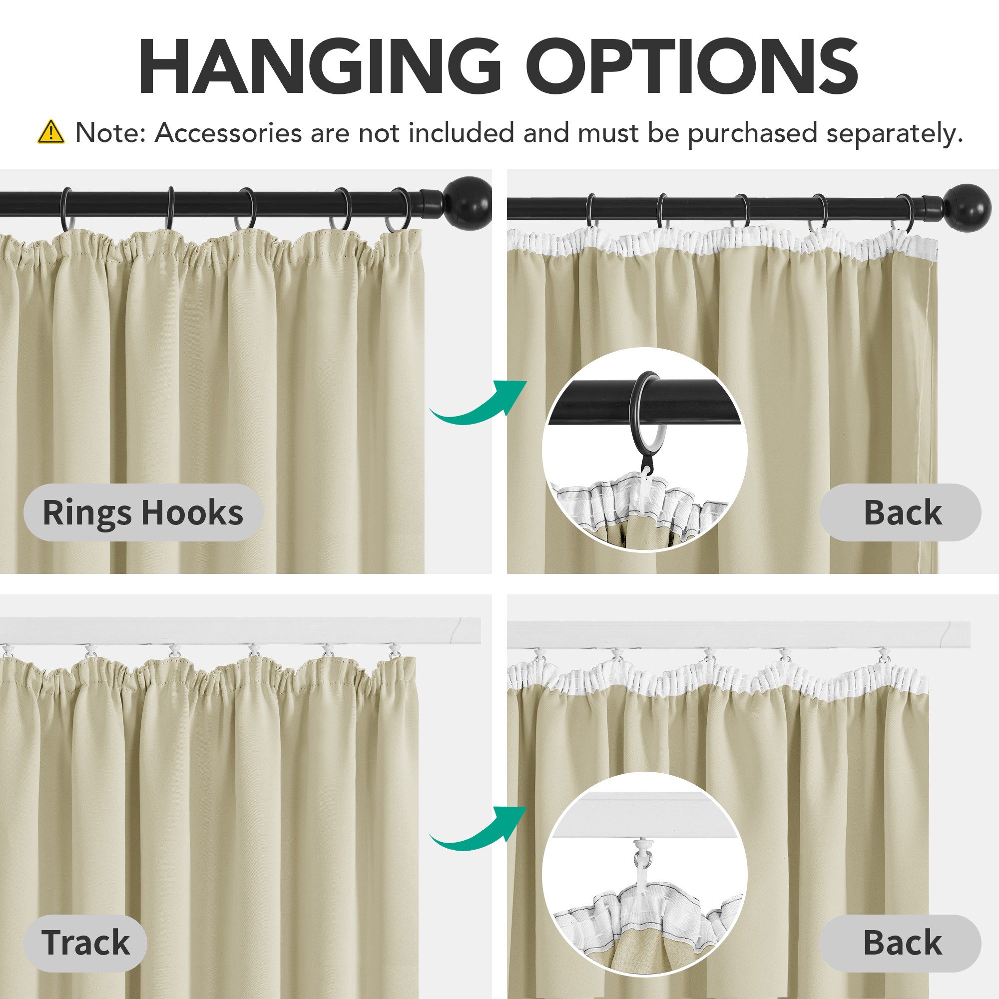 Deconovo Verdunkelungsvorhang Gardinen mit Kräuselband Vorhänge Wohnzimmer Kälterschutz 1 Stück, Vorhang blickdicht Lärmschutz Thermovorhang gegen Kälte pflegeleicht