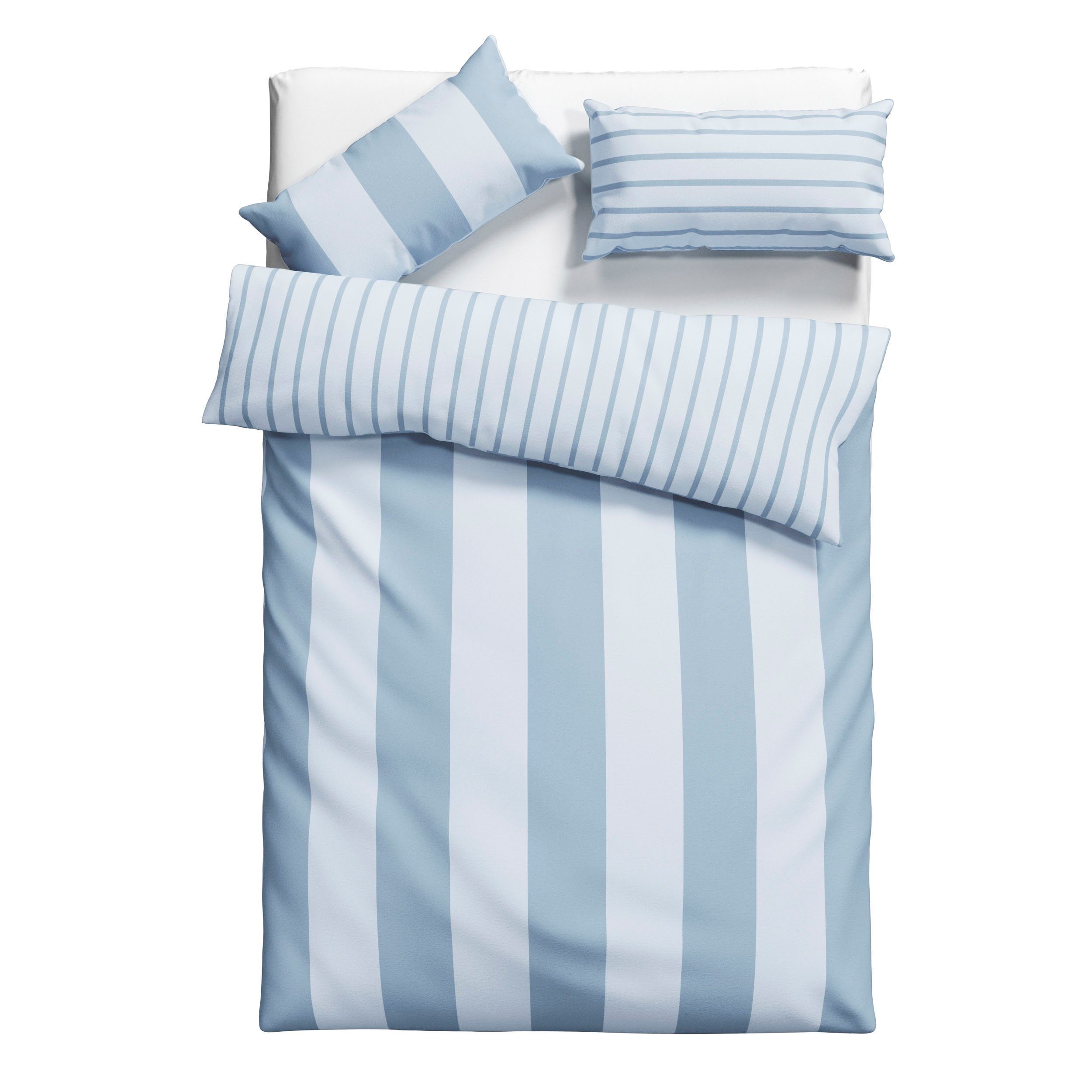 OTTO home Wendebettwäsche Sari in verschiedenen Qualitäten, Flanell, 2 teilig, ab Gr. 135x200 cm, Wendedesign, moderne Bettwäsche mit Streifen