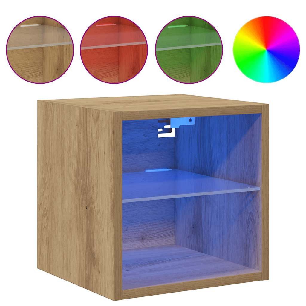 vidaXL TV-Wand TV-Wandschrank mit LED-Leuchten Artisan-Eiche günstig online kaufen