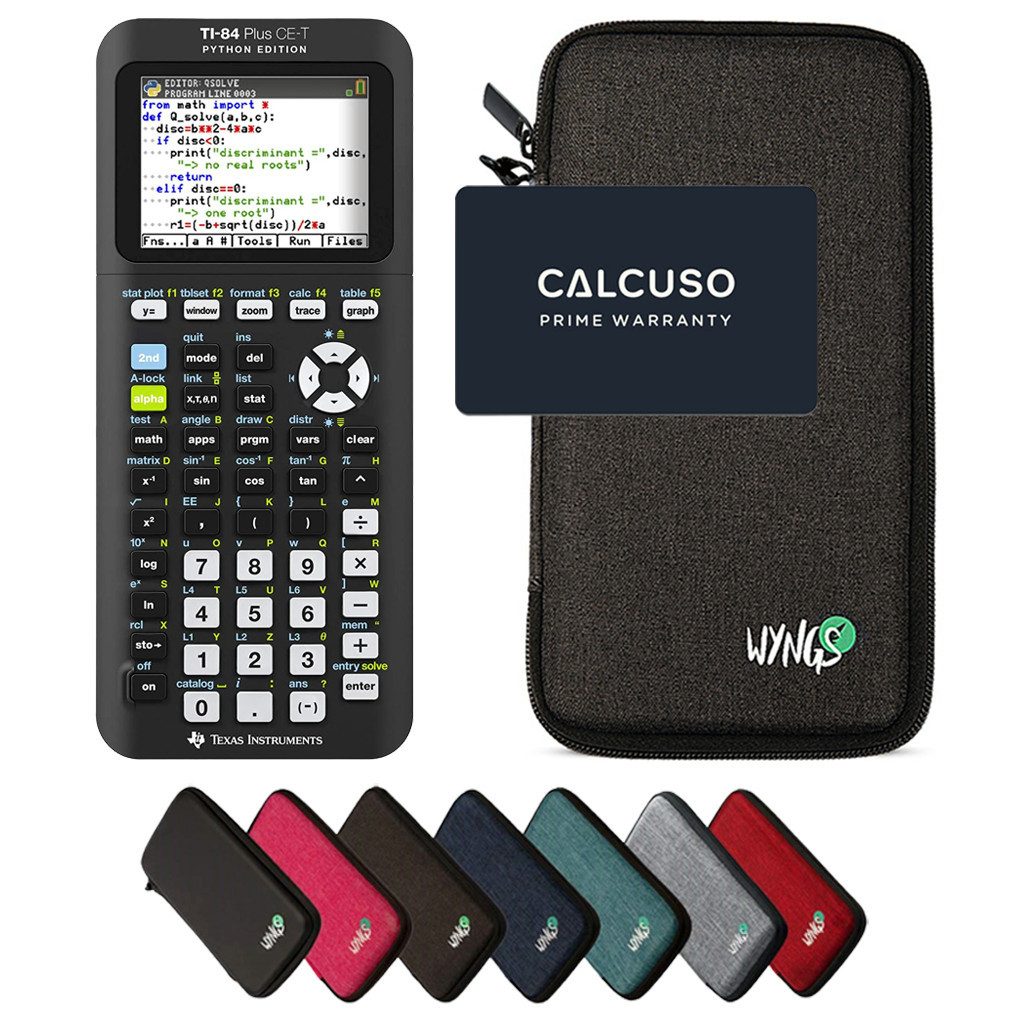 Texas Instruments Taschenrechner TI-84 Plus CE-T Python Edition inkl. WYNGS Schutztasche Dunkelgrau