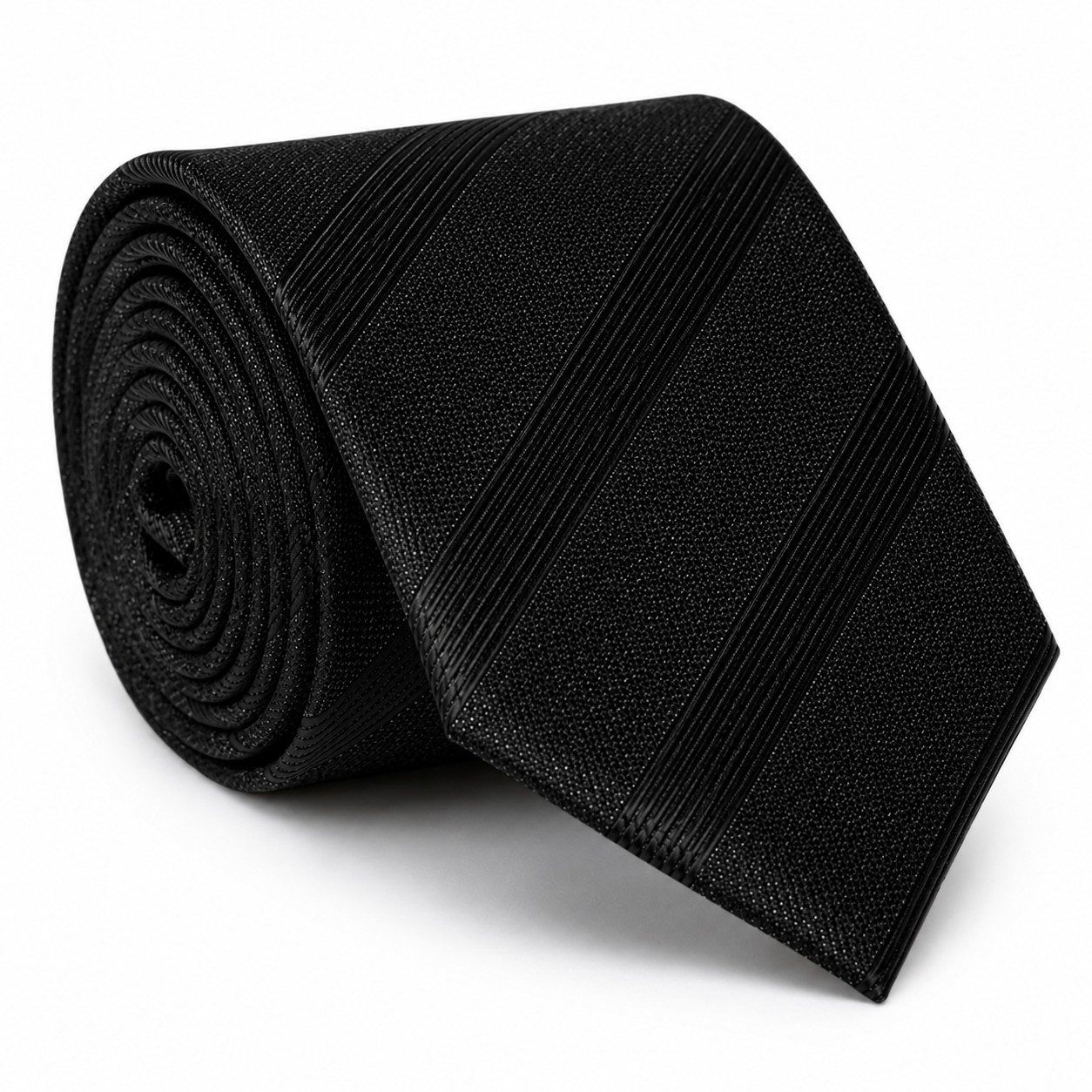 MONTI Krawatte - schwarze Seidenkrawatte gestreift für Herren 6,5cm