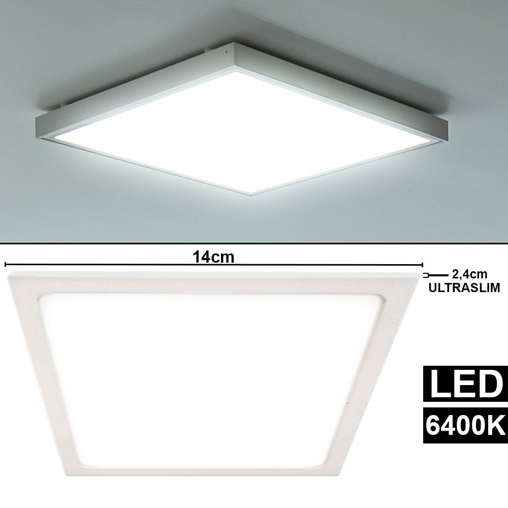etc-shop LED Deckenleuchte, LED Strahler verbaut, Panel 6er Schlaf LED-Leuchtmittel Decken Set fest Aufbau weiß Kaltweiß, Leuchte