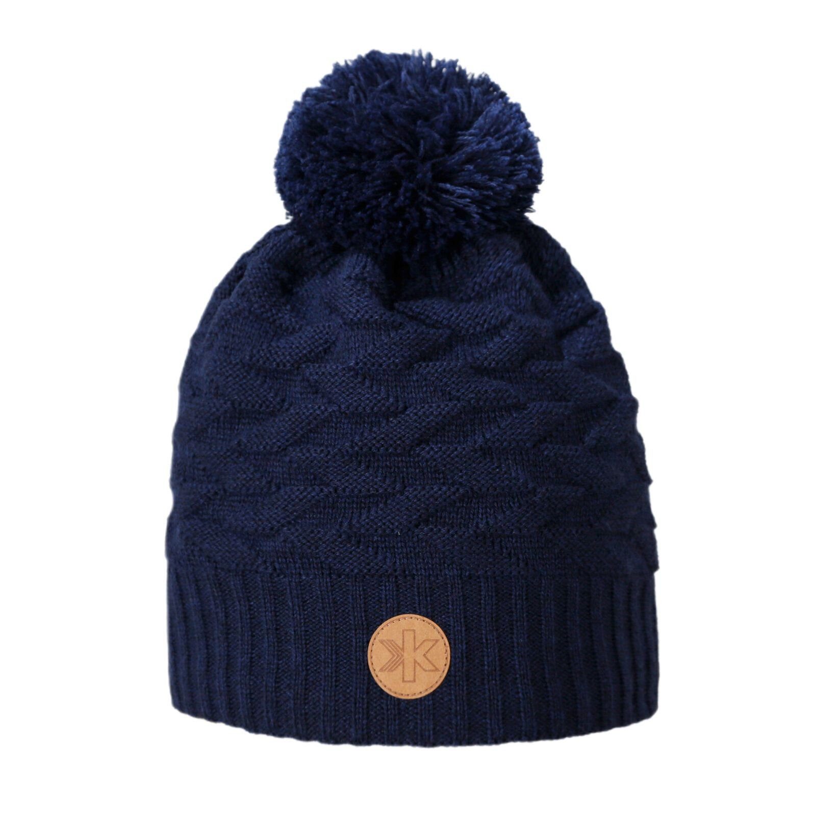 Strickmütze (Bommel) AW71 Merino Kamakadze (winddicht) - navyblau - 1 Stück