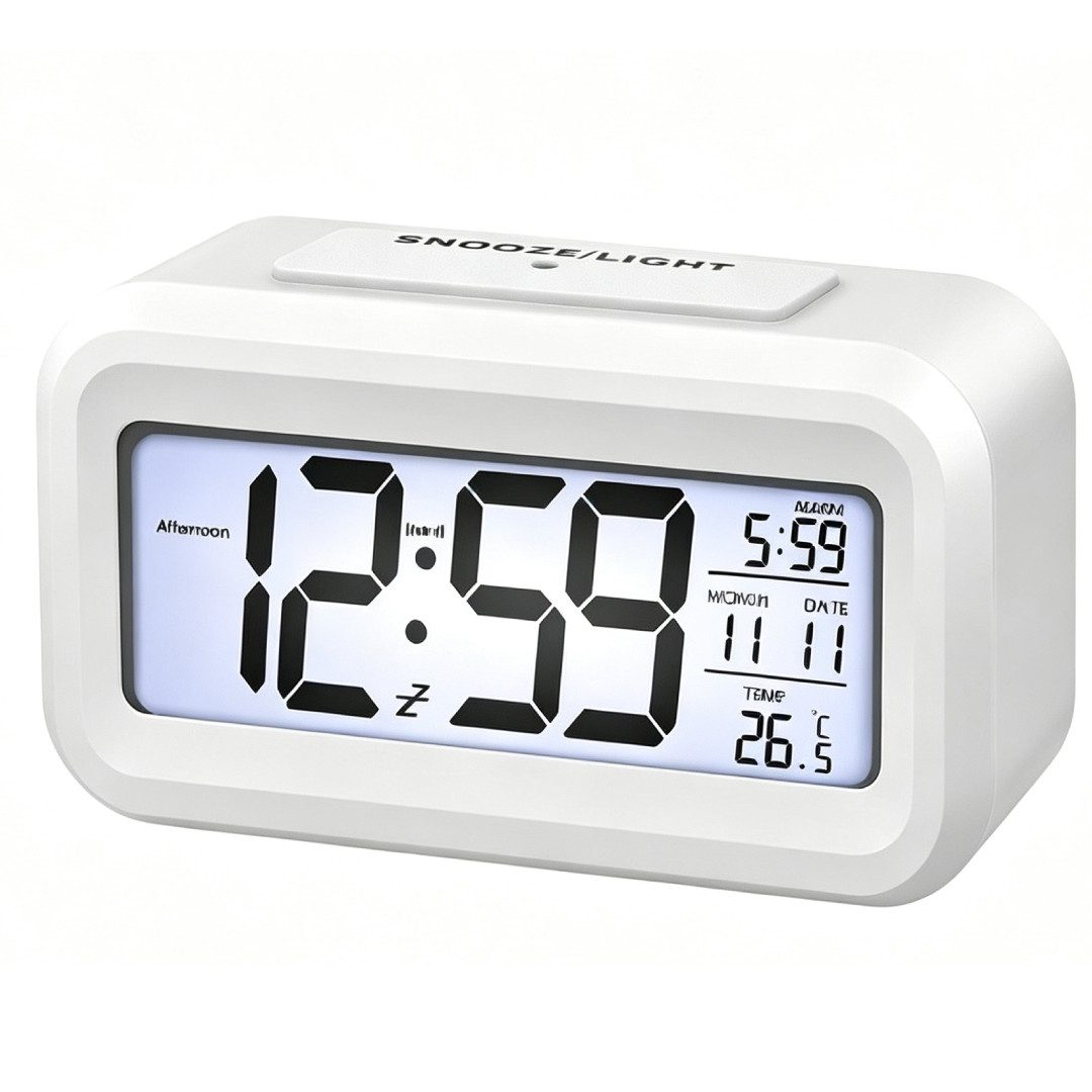 OZAVO Wecker Digitaler Wecker mit Temperaturanzeige und Schlaffunktion Leise ohne Ticken, LCD Display mit Beleuchtung