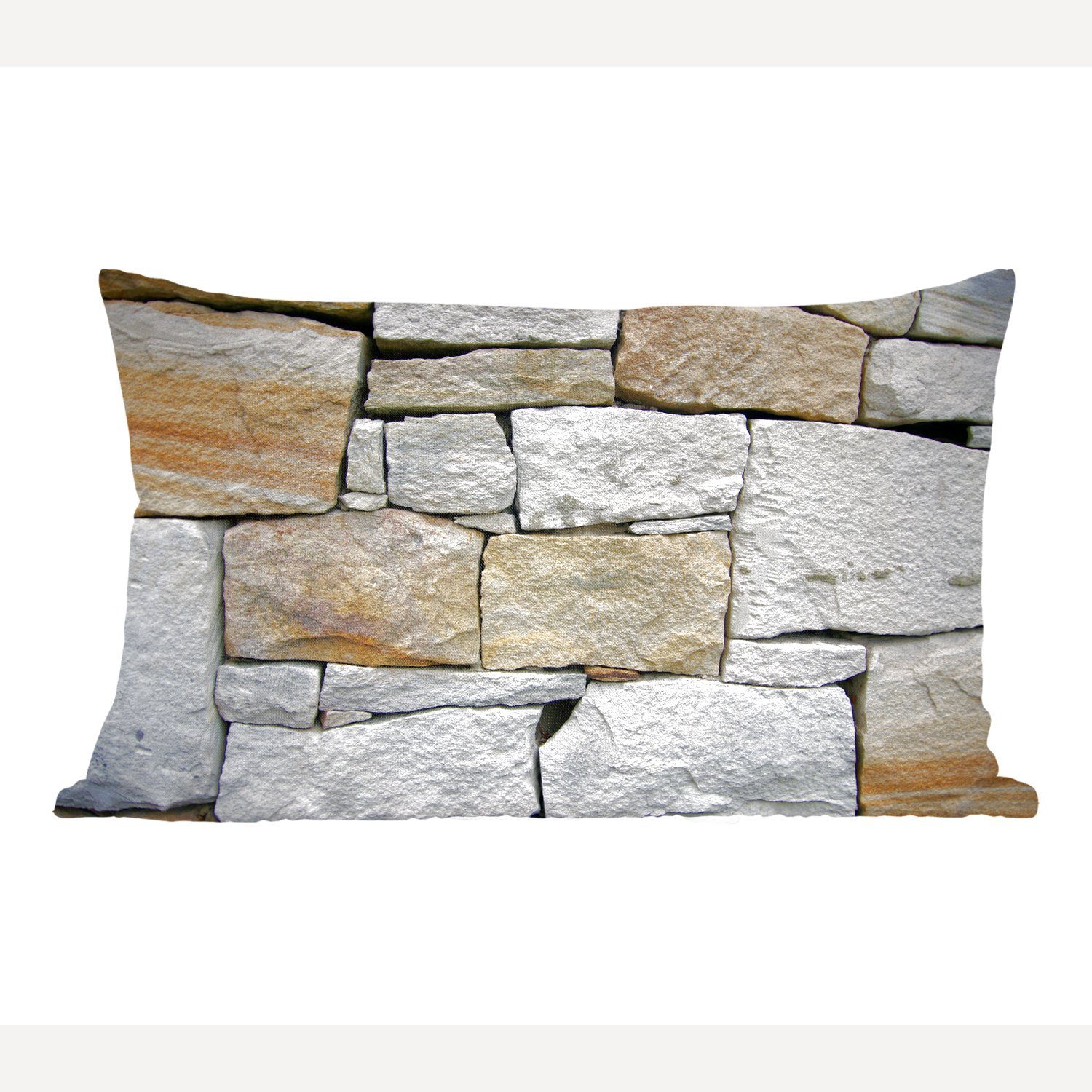 MuchoWow Dekokissen Steinmauer ohne Zement, Wohzimmer Dekoration, Zierkissen, Dekokissen mit Füllung, Schlafzimmer