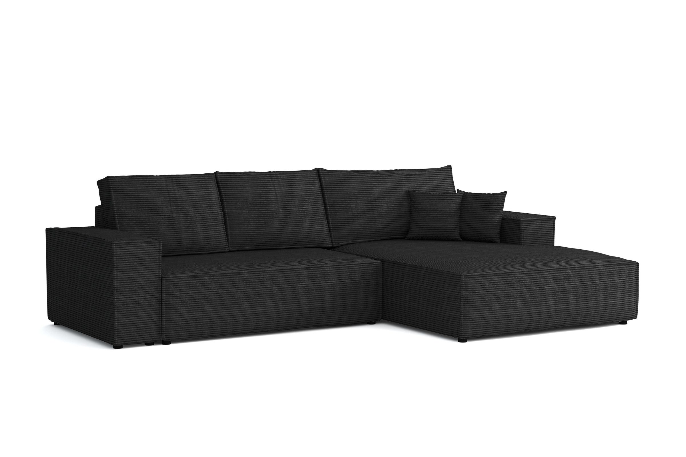 Deine Möbel 24 Wohnlandschaft MARCO 294 cm breit Ecksofa Sofa Wohnzimmer L-Couch Cord Samt, Grau Beige Dunkelgrau Anthrazit Graphit Schwarz Hellgrau 3 Teile, mit Schlaffunktion Bettfunktion Bettkasten Stauraum