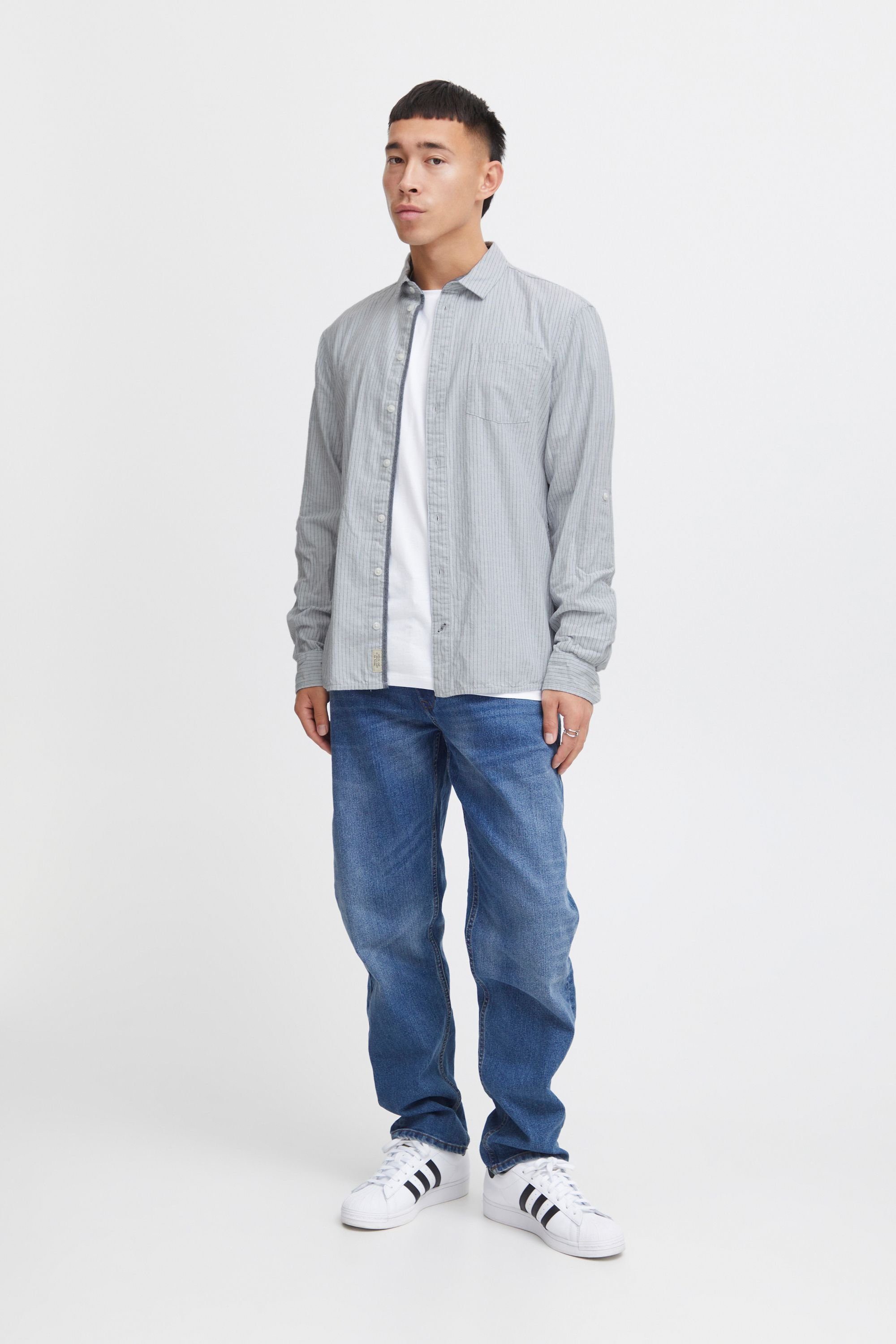 Blend Langarmhemd BHShirt Stilvolles Langarmhemd mit Brusttasche aus Leinenmix