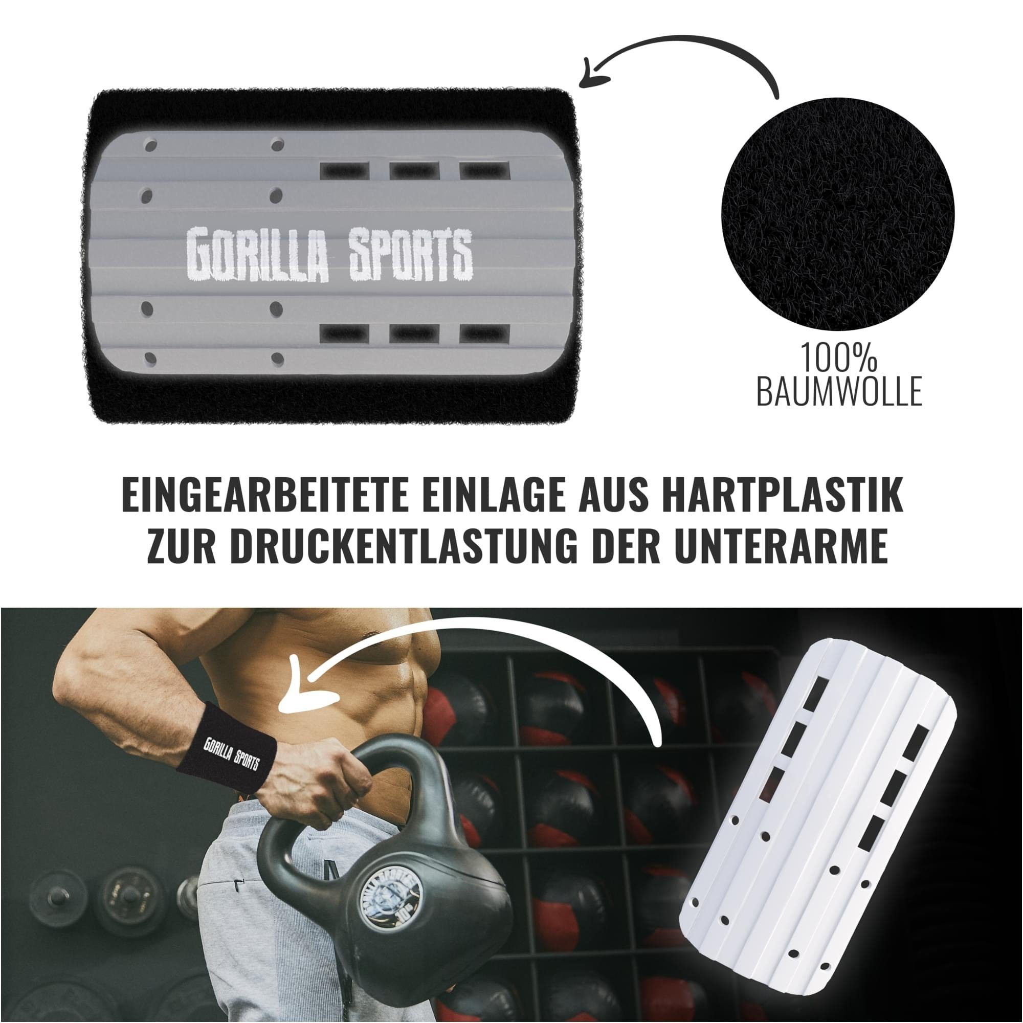 GORILLA Handgelenkschutz SPORTS - Hartplastik-Einlage cm, (1-tlg) mit Kettlebell Wristlet 11x7,5x2 1 Paar,