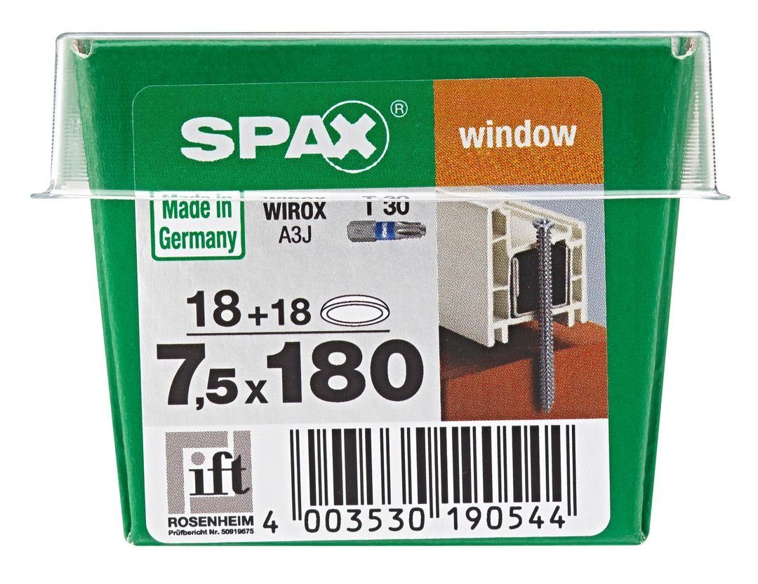 SPAX Fensterrahmenschraube Spax Rahmenanker 7.5 x 180 mm TX 30 - 18 Stk.