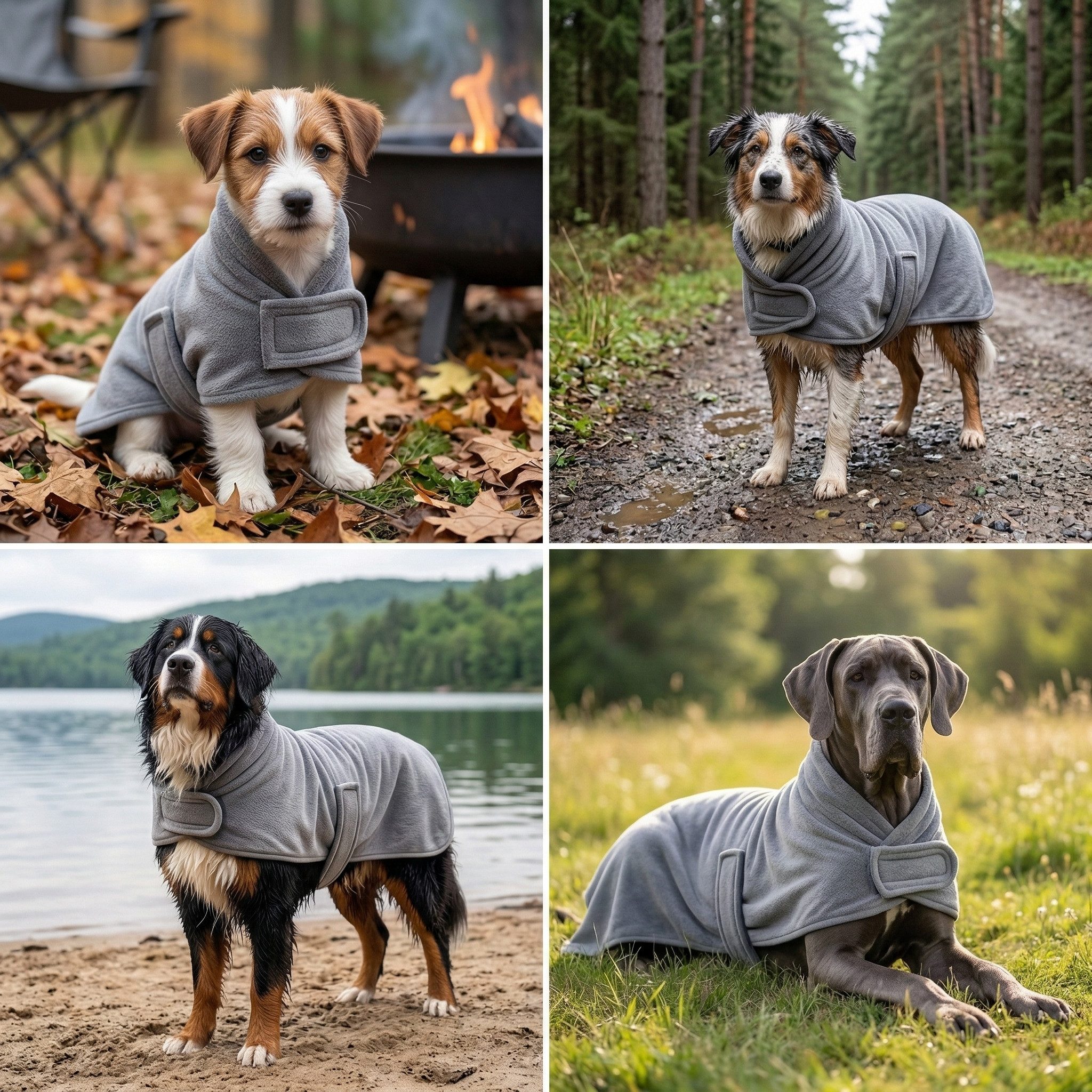 Betz Hundehandtuch extra saugfähig & schnelltrocknend mit Klettverschluss, 100% Baumwolle, Hunde Bademantel