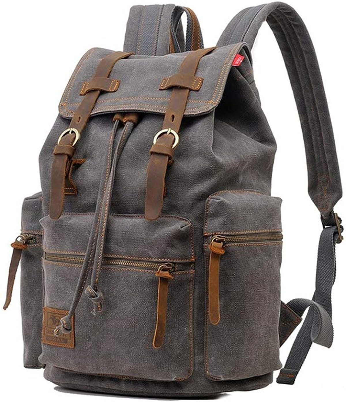 XDeer Schulrucksack Retro Segeltuch Rucksack,Canvas Vintage Rucksack,Schulrucksack, 35 L Reisetasche Dauerhaft Schulterpackung für Herren Damen