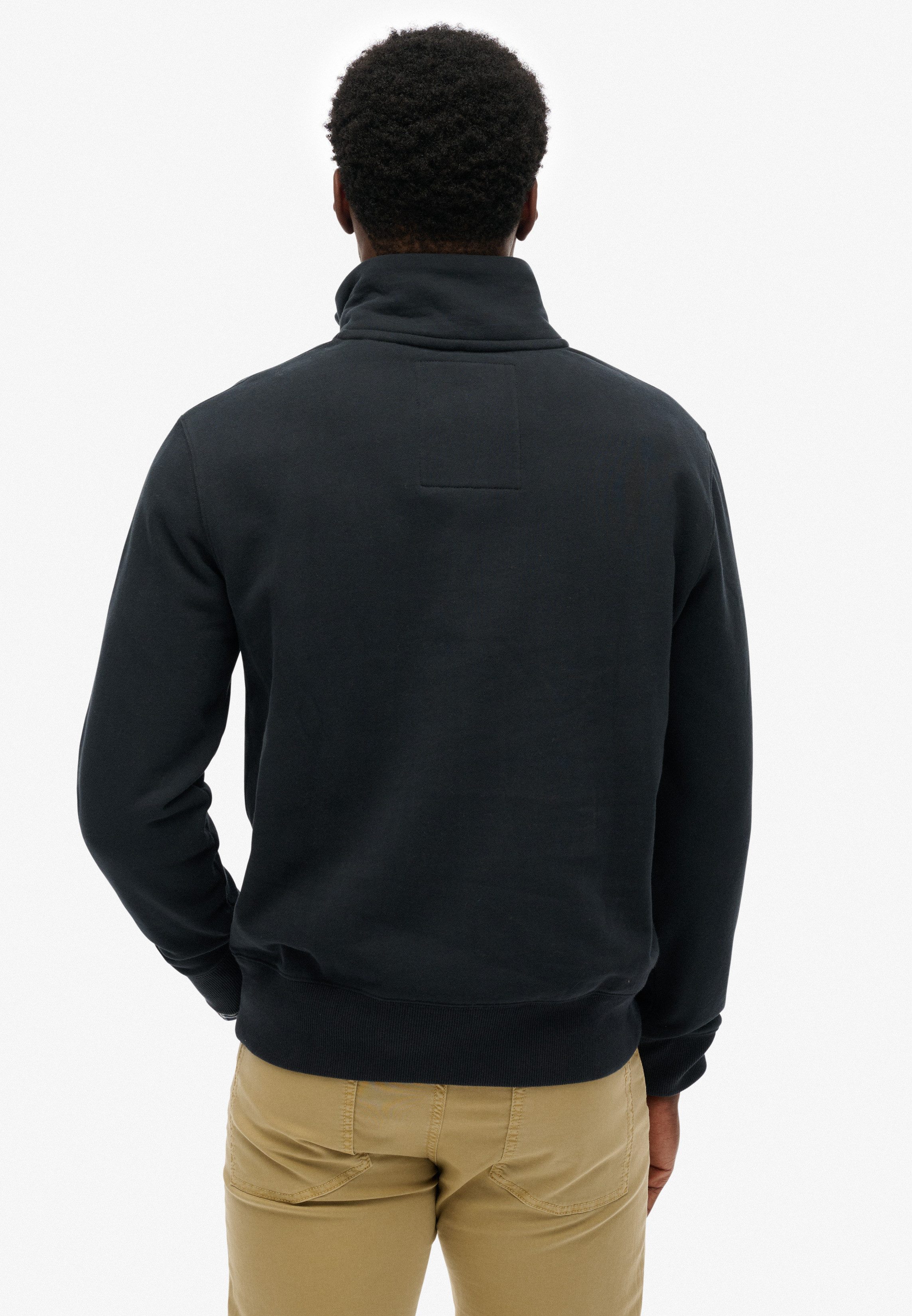 Superdry Sweatshirt ESSENTIAL LOGO HENLEY aus Baumwolle und Polyester, Loose Fit, angeraute Sweatware