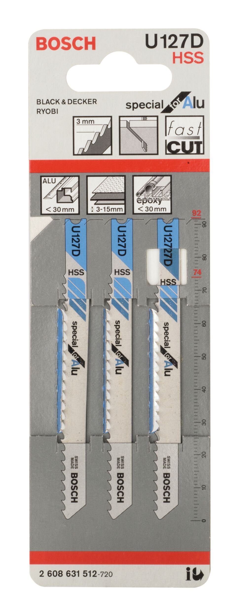 D 127 Stichsägeblatt for - BOSCH (3 Special Alu U Stück), 3er-Pack