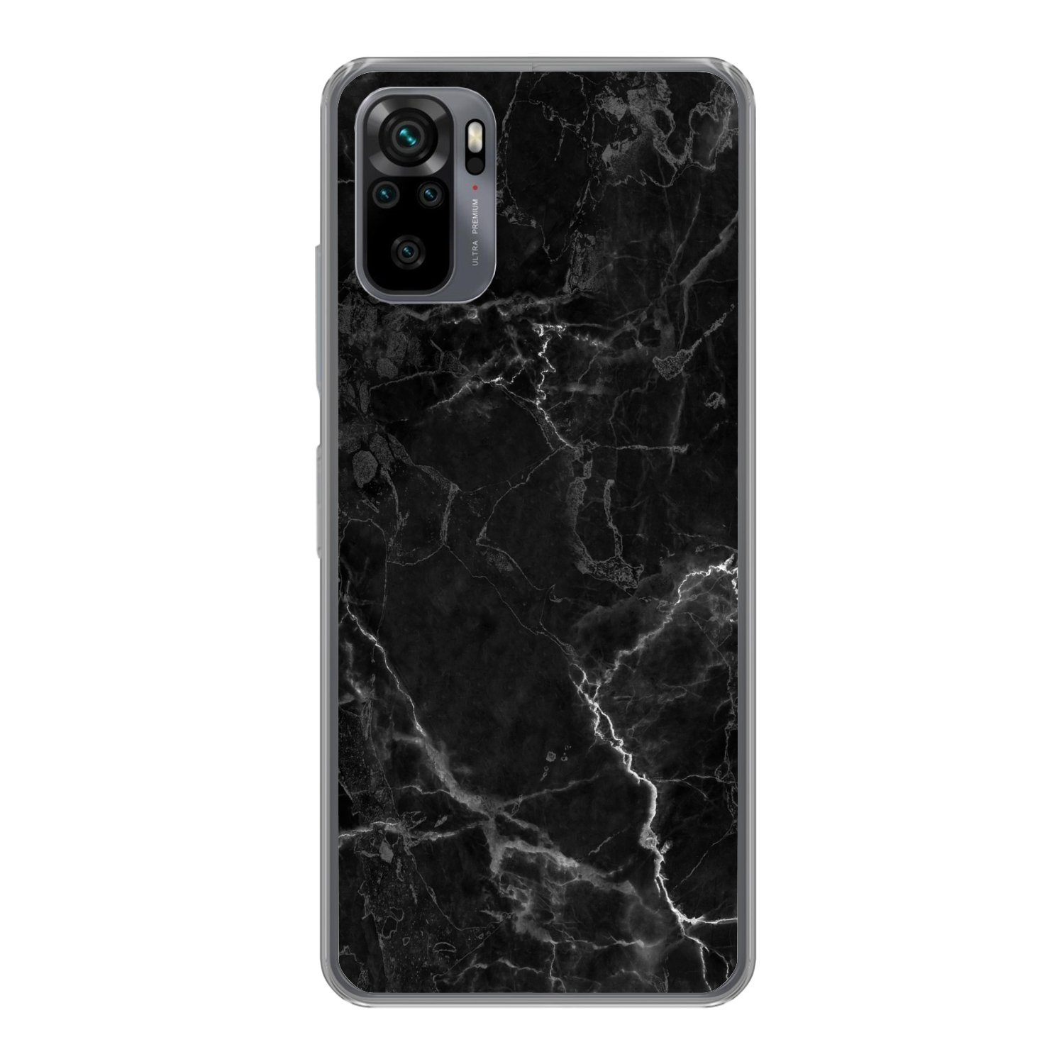 MuchoWow Handyhülle für Xiaomi Redmi Note 10 Pro Marmor - Schwarz - Weiß - Textur - Marmor, Phone Case, Silikon, Schutzhülle Dünn