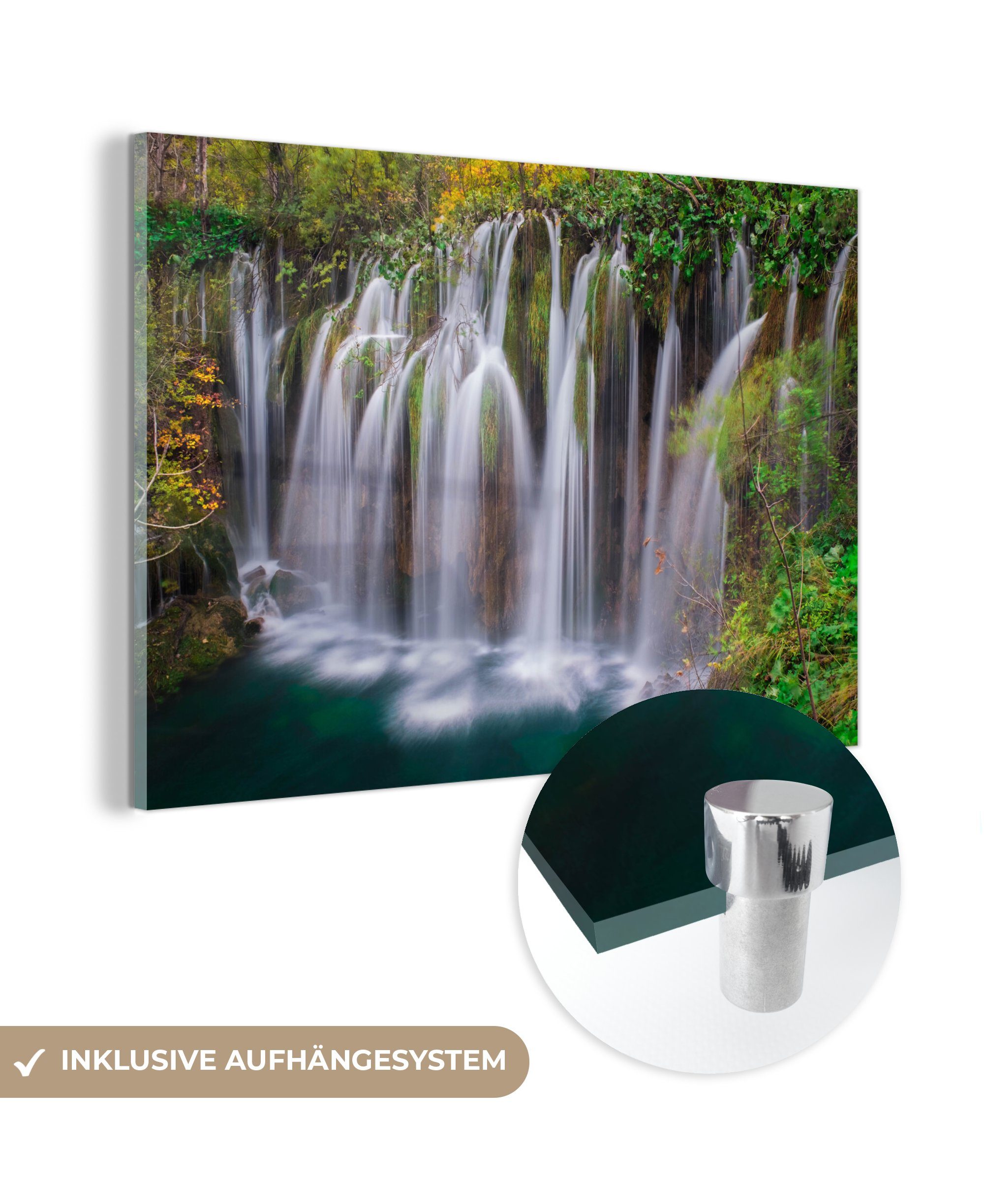 MuchoWow Acrylglasbild Einer der vielen Wasserfälle des Nationalparks Plitvicer Seen, (1 St), Acrylglasbilder Wohnzimmer & Schlafzimmer