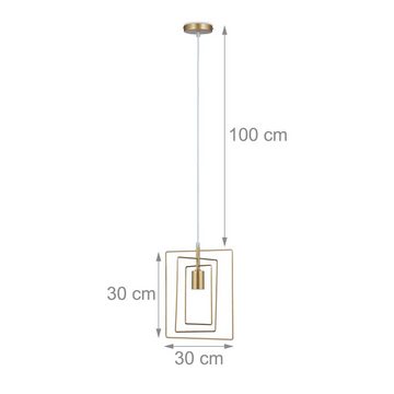 relaxdays Hängeleuchte Hängelampe Quadrat Gold