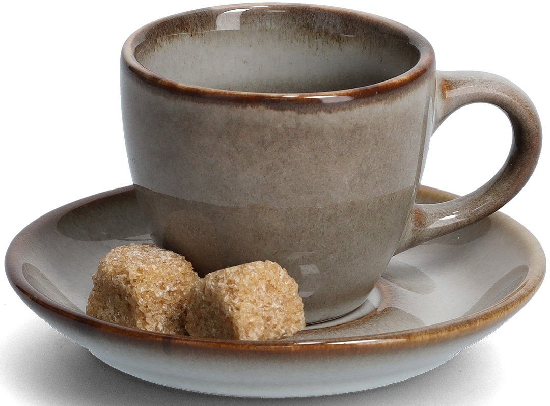 Zeller Present Espressotasse, 8-tlg., Keramik, spülmaschinengeeignet, 8-teilig (4 Tassen, 4 Untertassen)