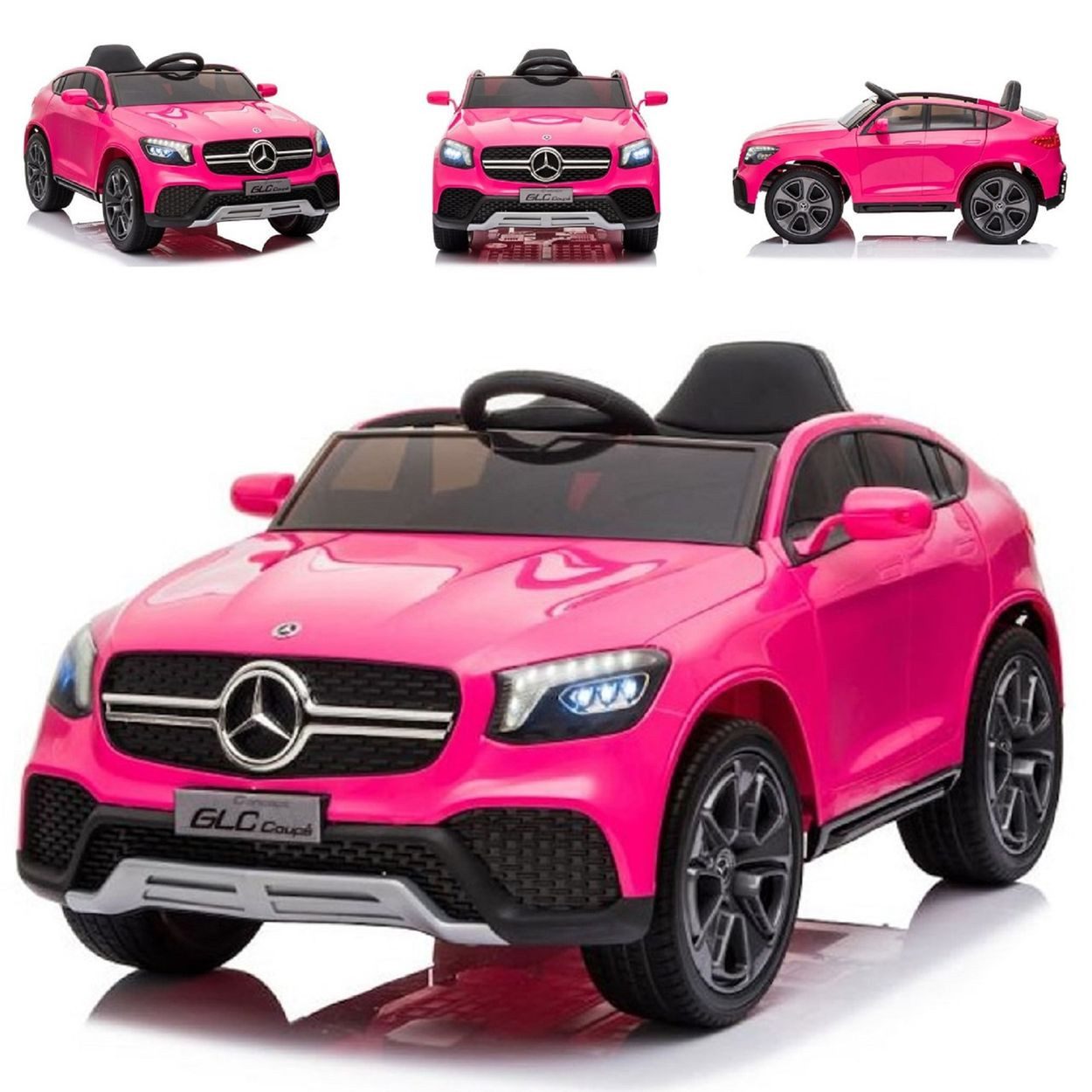 ES-Toys Elektro-Kinderauto Mercedes GLC, Belastbarkeit 40 kg, Pink, EVA-Reifen, Kunstledersitz, Stoßdämpfer, Fernbedienung