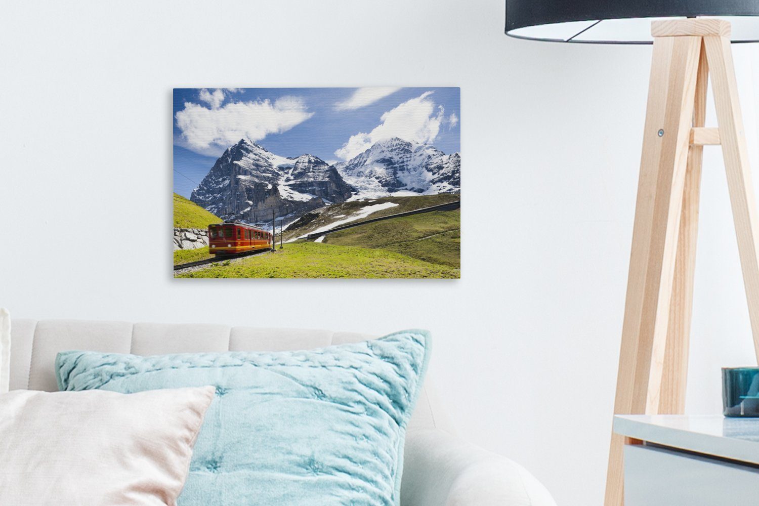 in Schweizer Leinwandbild Aufhängefertig, St), 30x20 Wanddeko, Landschaft, cm einer Wandbild Leinwandbilder, OneMillionCanvasses® (1 Berg