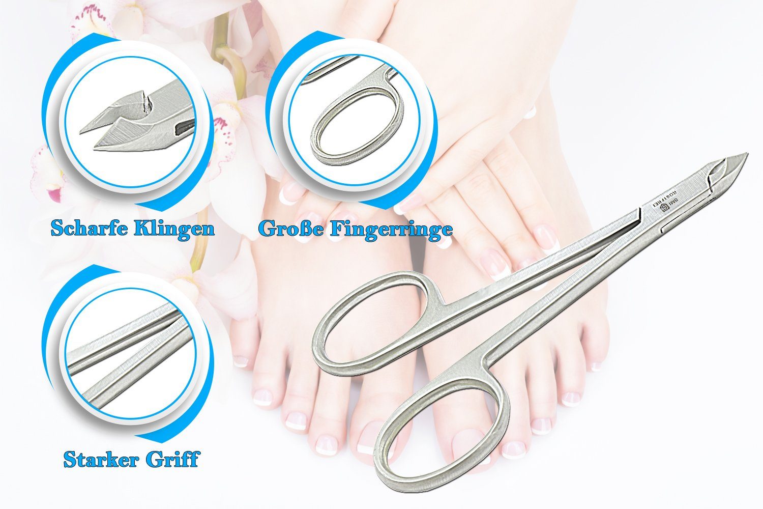 SMI Nagelhautzange Nagelhautzange Scherenstil Hautzange Nagelhautentferner Hautschere, gerade 6 mm Schneidklinge