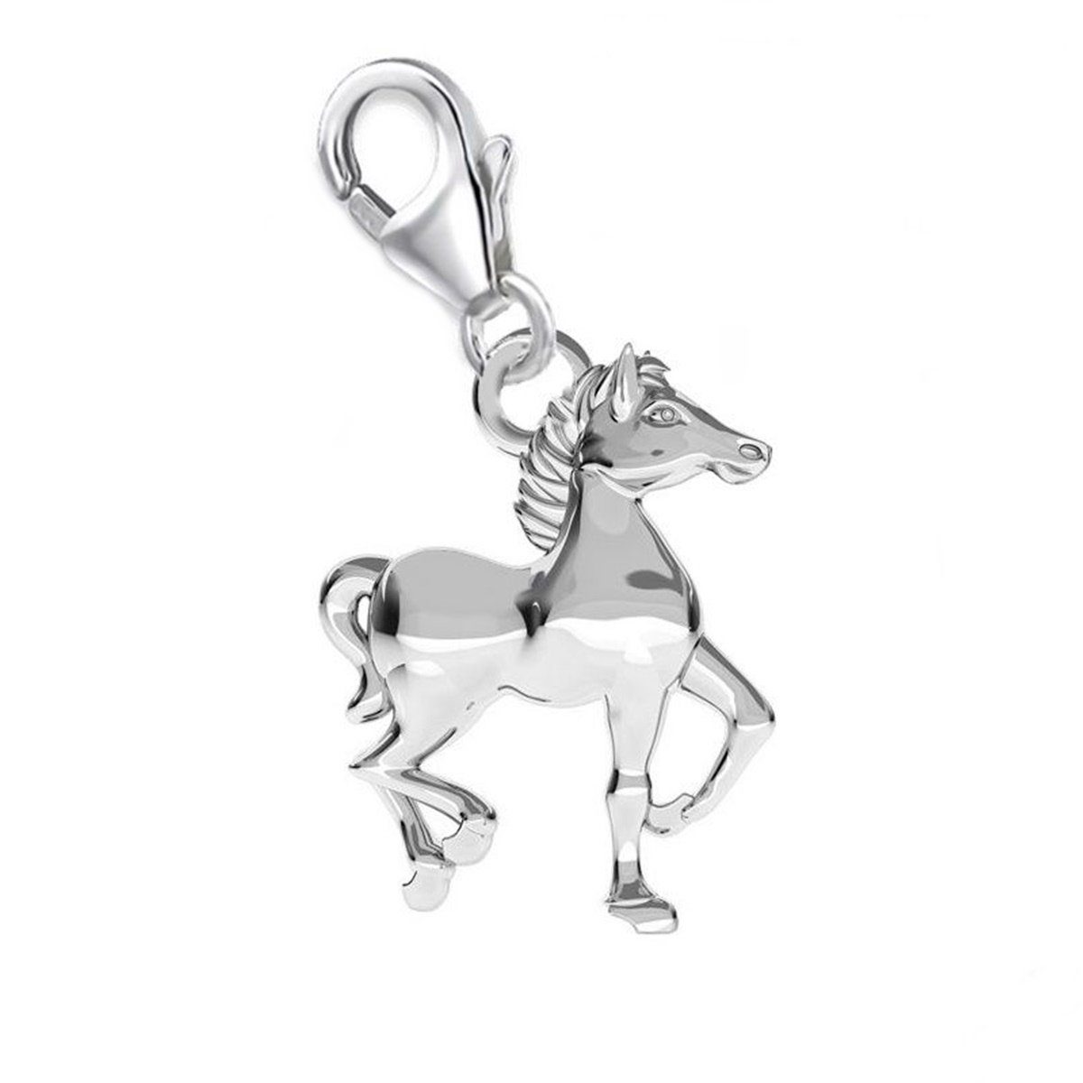 für Bettelarmband Halskette Silber 925 Charm Charm-Einhänger Etui), für Karabiner Hufeisen Pferd Gliederarmband Anhänger (inkl. Goldene oder