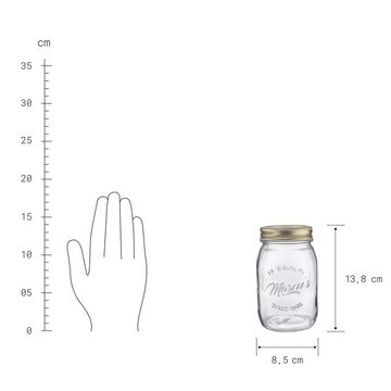 BUTLERS Vorratsglas MASON'S 6x Aufbewahrungsgläser 550ml, Glas, Blech