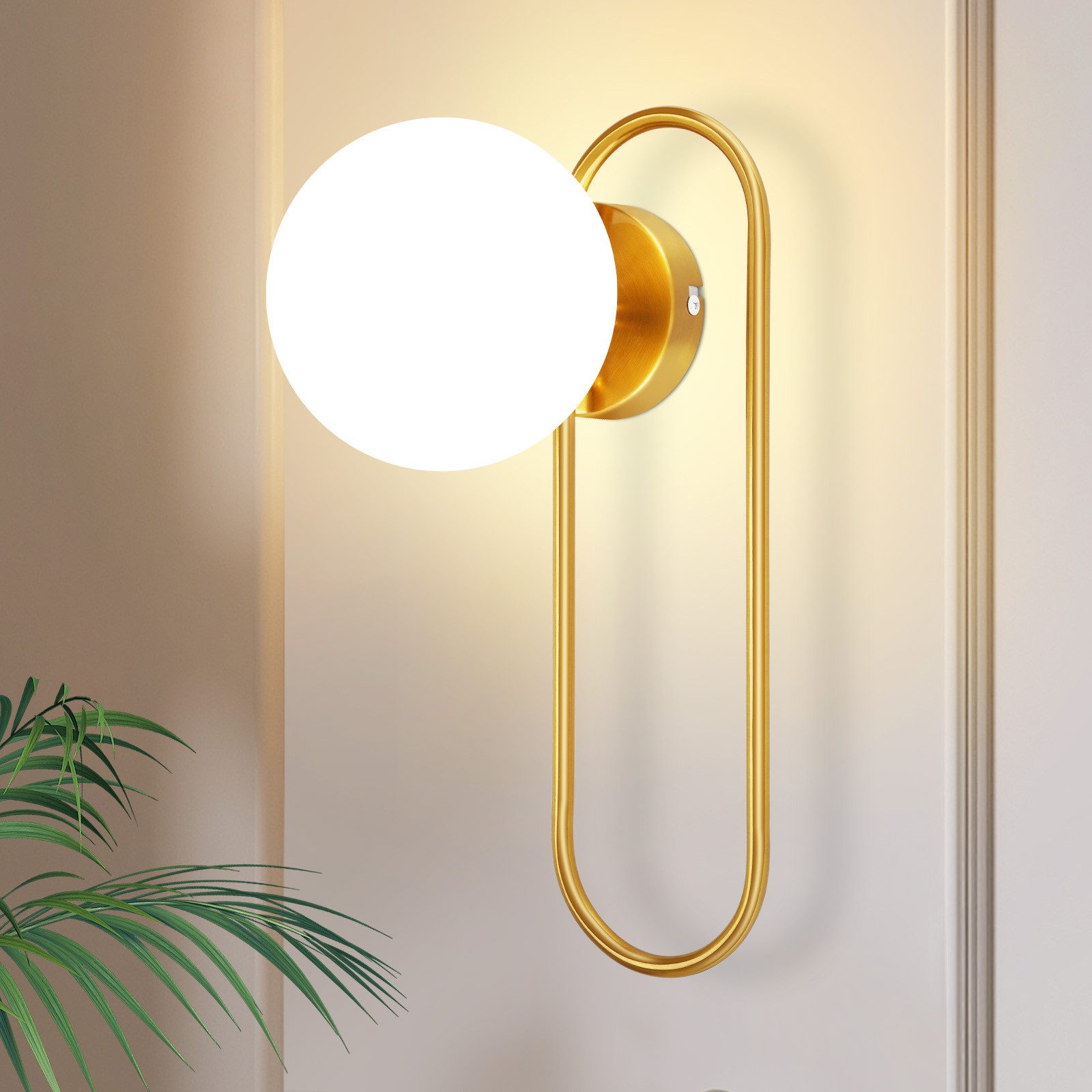 Lampada da parete in vetro dorato per camera da letto e corridoio_voghion.com