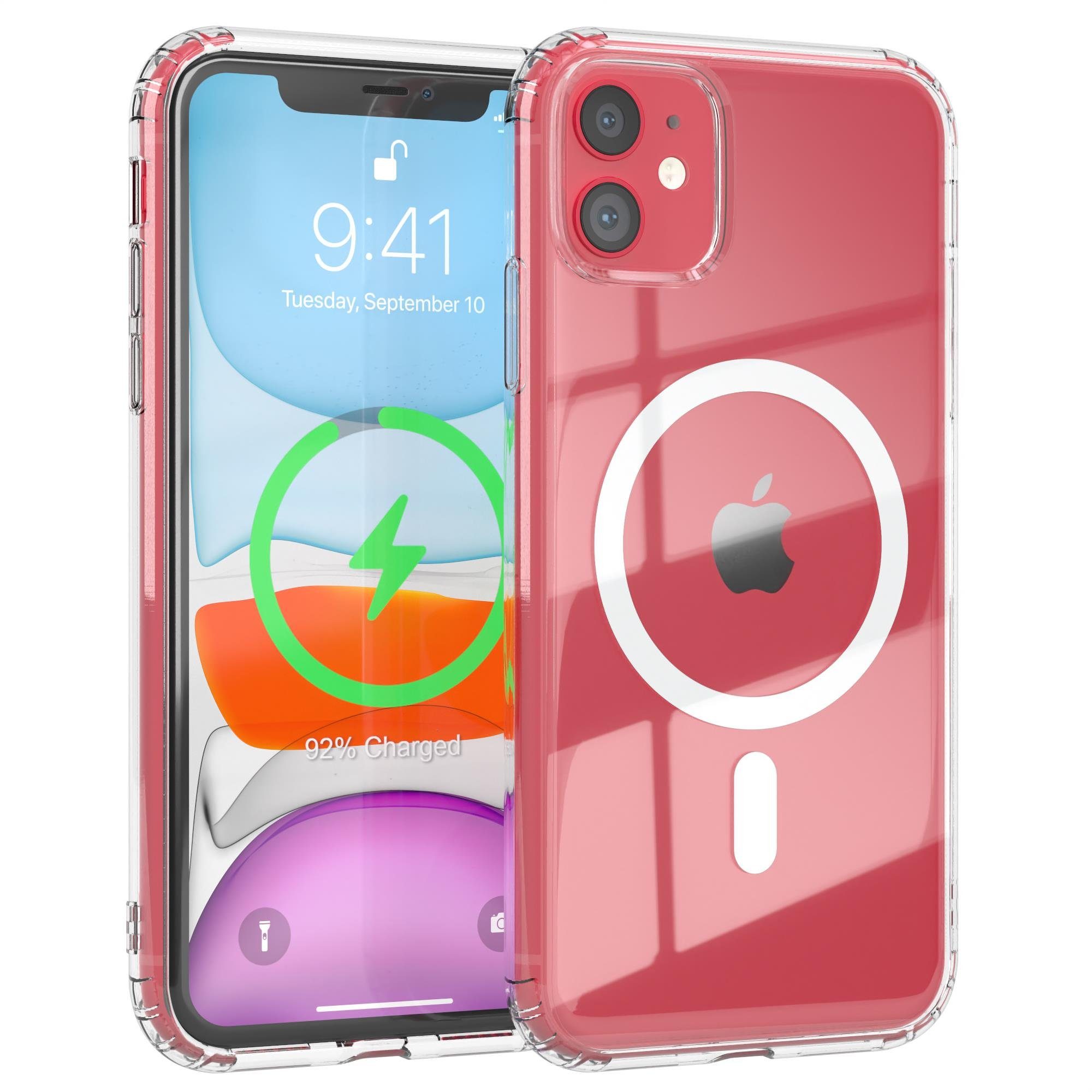 EAZY CASE Handyhülle Transparente Hülle mit MagSafe für iPhone 11 6,1 Zoll, Back Cover, Bumper Case, Handy Schutzhülle Kameraschutz, Durchsichtig