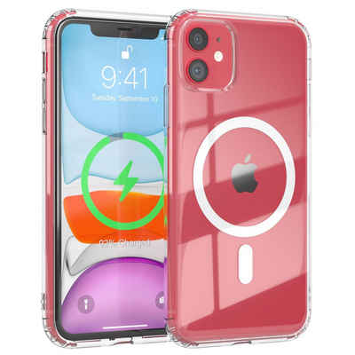 EAZY CASE Handyhülle Transparente Hülle mit MagSafe für iPhone 11 6,1 Zoll, Back Cover, Bumper Case, Handy Schutzhülle Kameraschutz, Durchsichtig