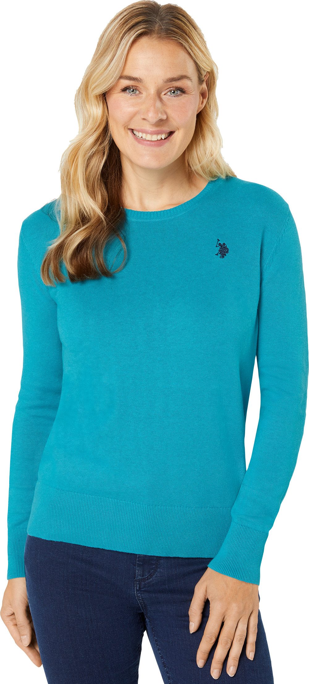 US Polo Assn. Rundhalspullover Perfekte Passform mit Bündchen-Abschluss