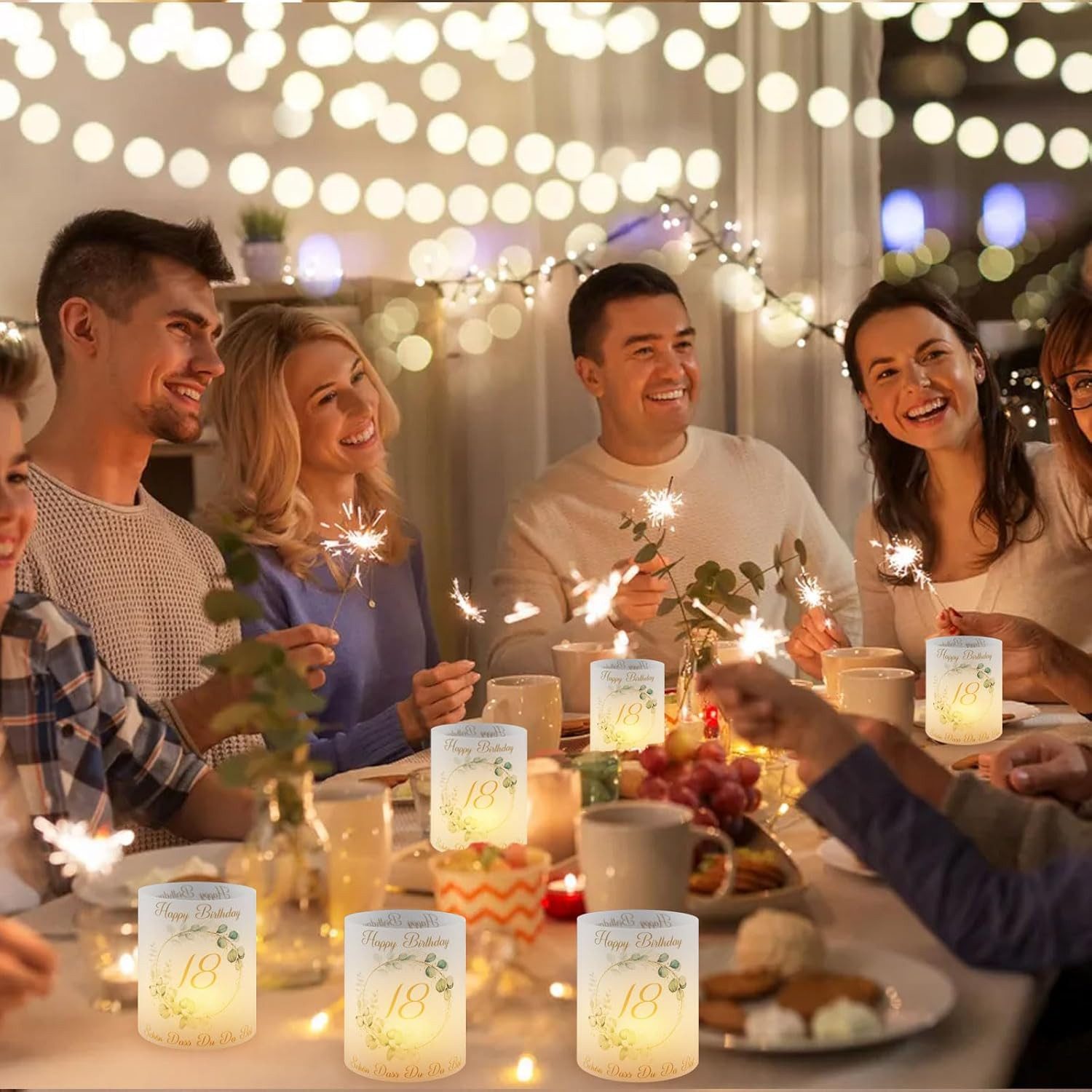 aitsite Windlicht 12er Set 18 Geburtstag Windlicht Tischdeko Papierlaternen (Dekorationsset Papier Windlichter für Geburtstag und Events, 12 Stück Papier Windlichter für 18 Geburtstag Tischdeko), 12er Set Windlichter 18 Geburtstag faltbar, wiederverwendbar, Teelicht