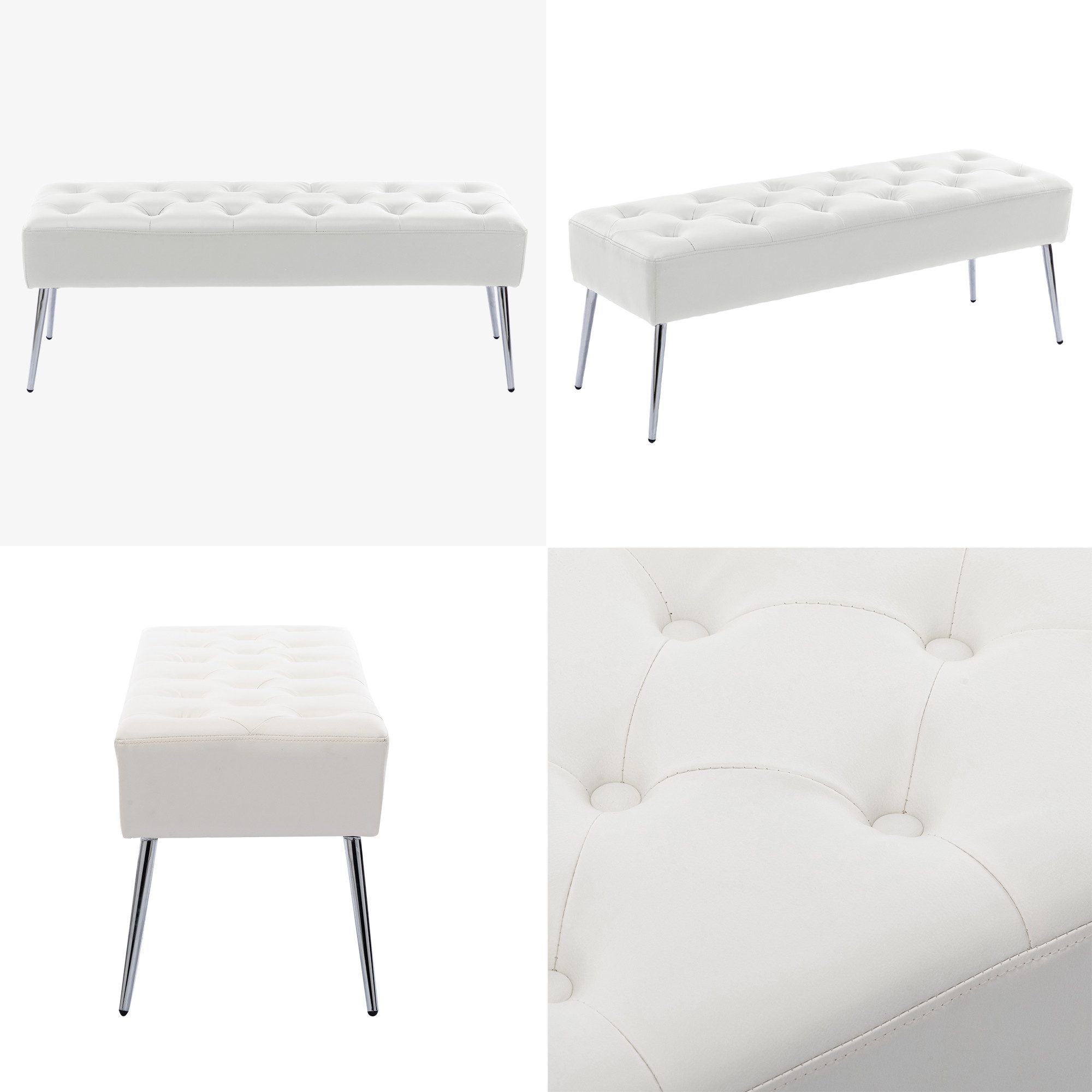 Duhome Sitzhocker (9130C), Sitzbank Polsterbank Sitzhocker Schminkbank mit Knöpfen, Metallbeine