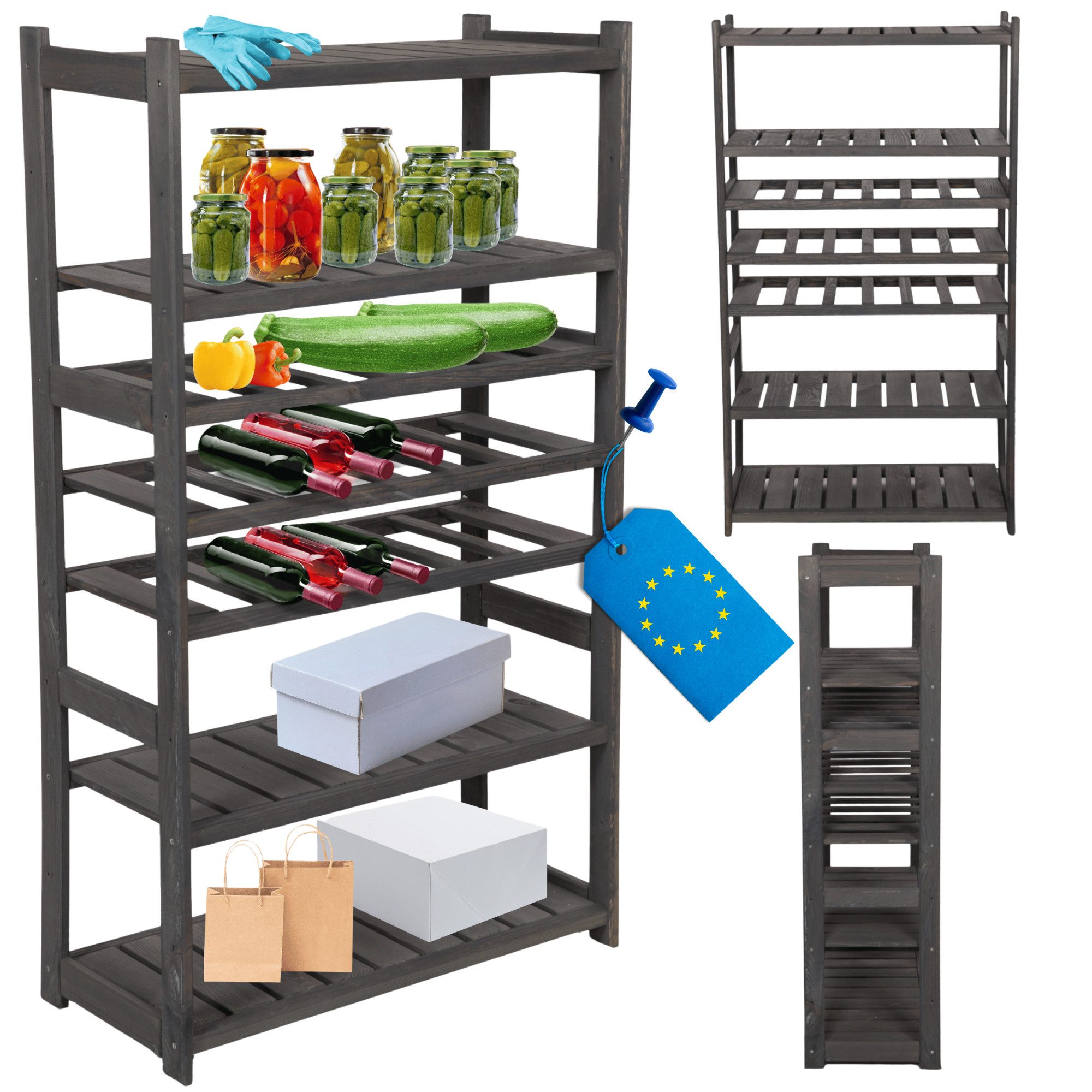 Modo24 Weinregal Kistenregal, Kombiregal, Weinregal, Holzregal, Massivholz Kiefer, Allzweckregal, Modulares Design, viele Größen und Farben