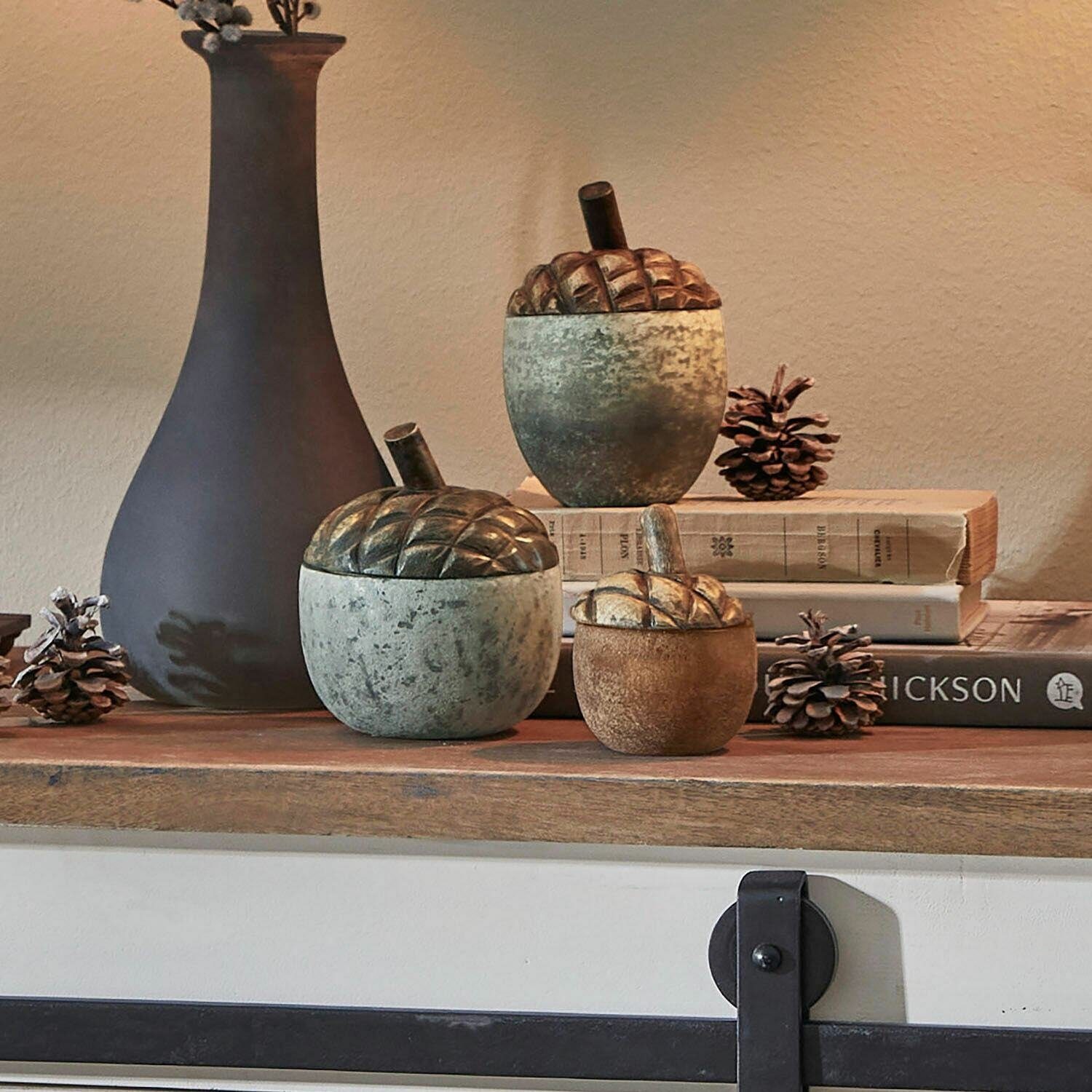 Mirabeau Dekoobjekt Eichel 3er Set Vibius braun/grau