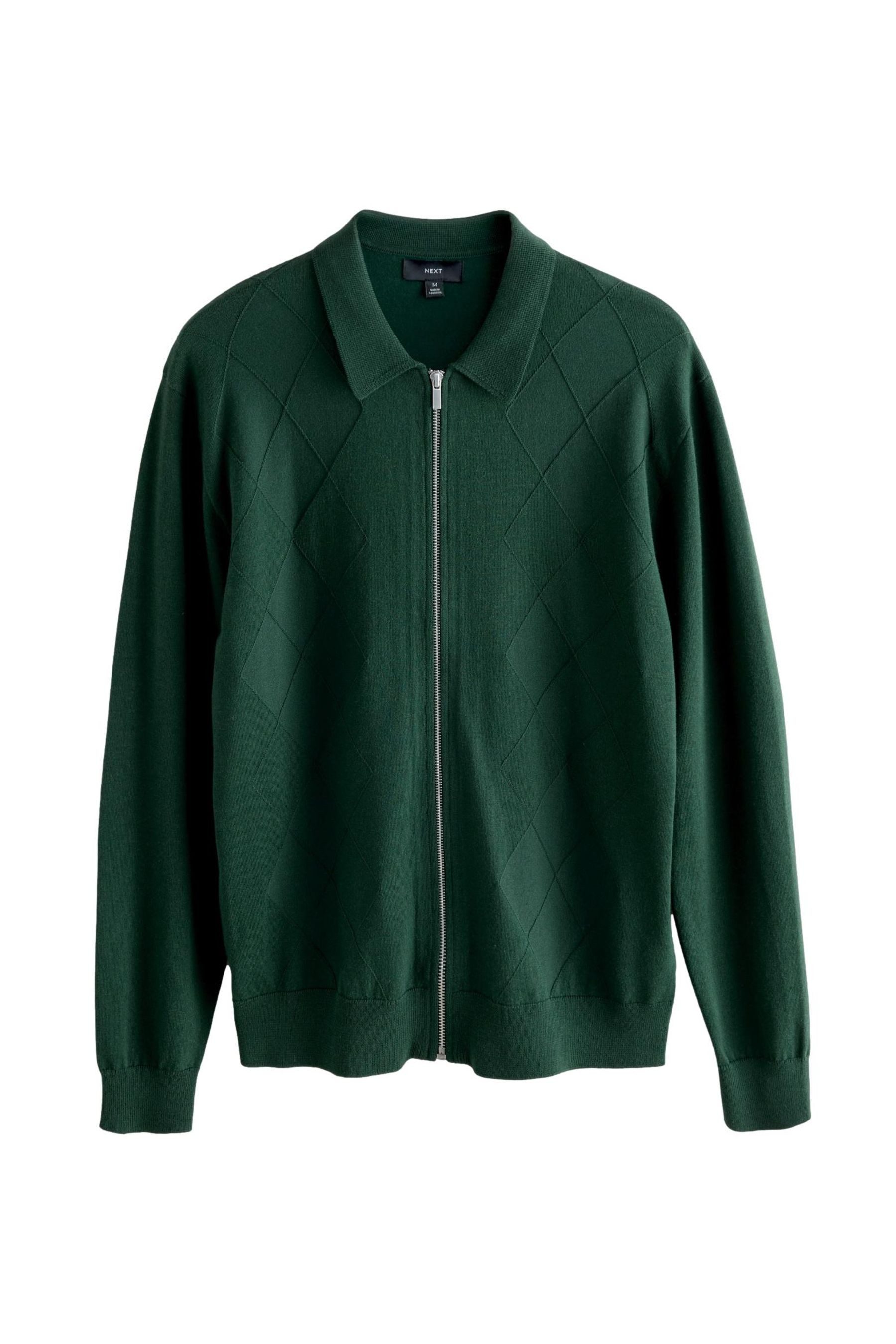 Strickjacke Regular Fit Poloshirt mit Argyle-Strickmuster
