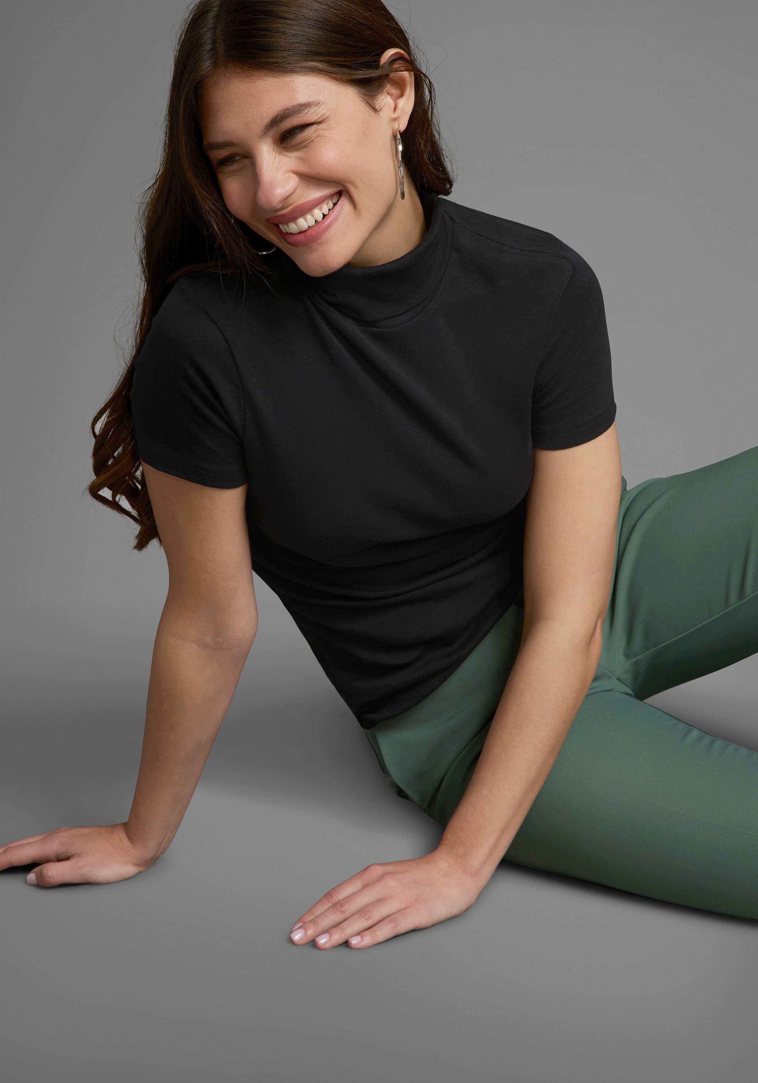 Flashlights Rollkragenshirt figurbetont, Basic-Stil, Rollkragen, aus 100% Baumwolle, elastisch