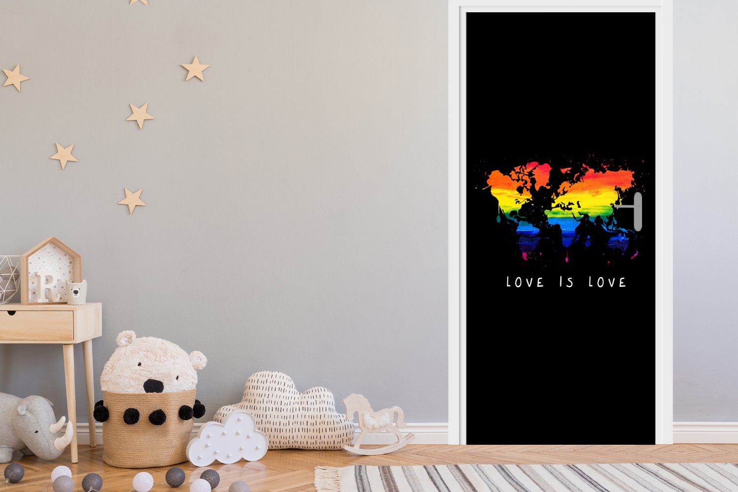 - MuchoWow Liebe, St), cm Fototapete Türtapete Türaufkleber, Matt, Regenbogen bedruckt, 75x205 (1 - Karte Tür, für