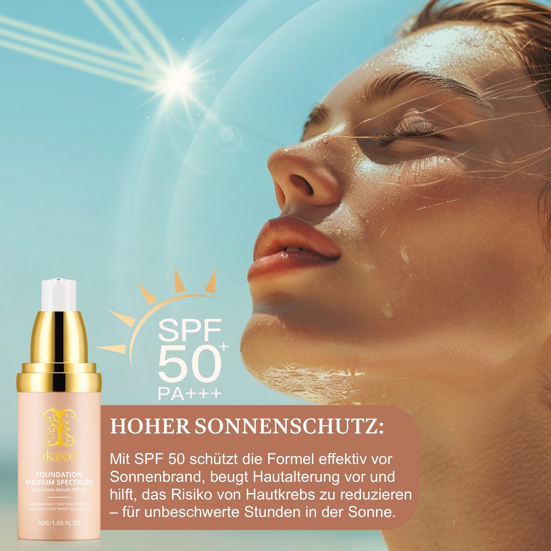 P-Beauty Cosmetic Accessories Sonnenschutzcreme SPF 50 Sonnenschutz Sonnencreme Foundation UV-Schutz Anti-Aging, 1-tlg., Sonnenschutzcreme, SPF50, Foundation