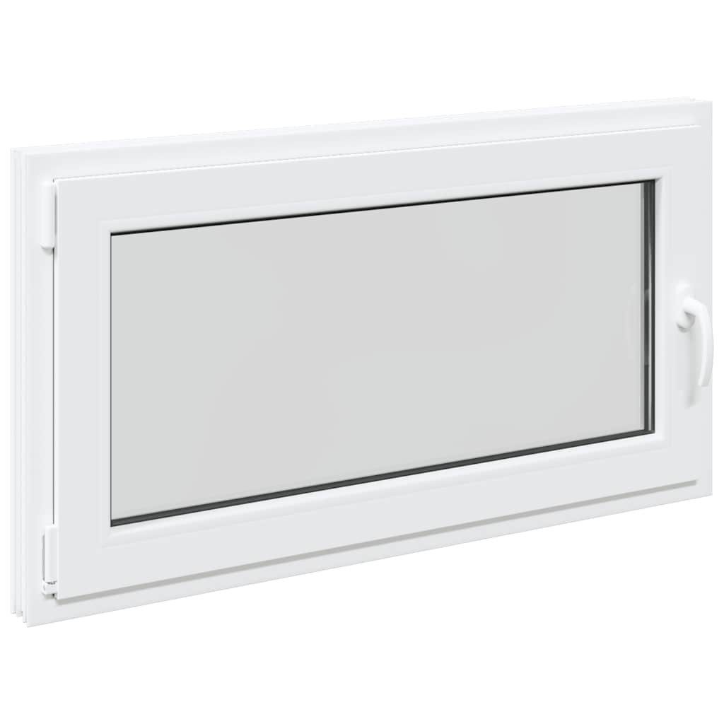 vidaXL Fenster Kellerfenster RISOR Kunststoff Dreh Kipp weiß PVC und Glas