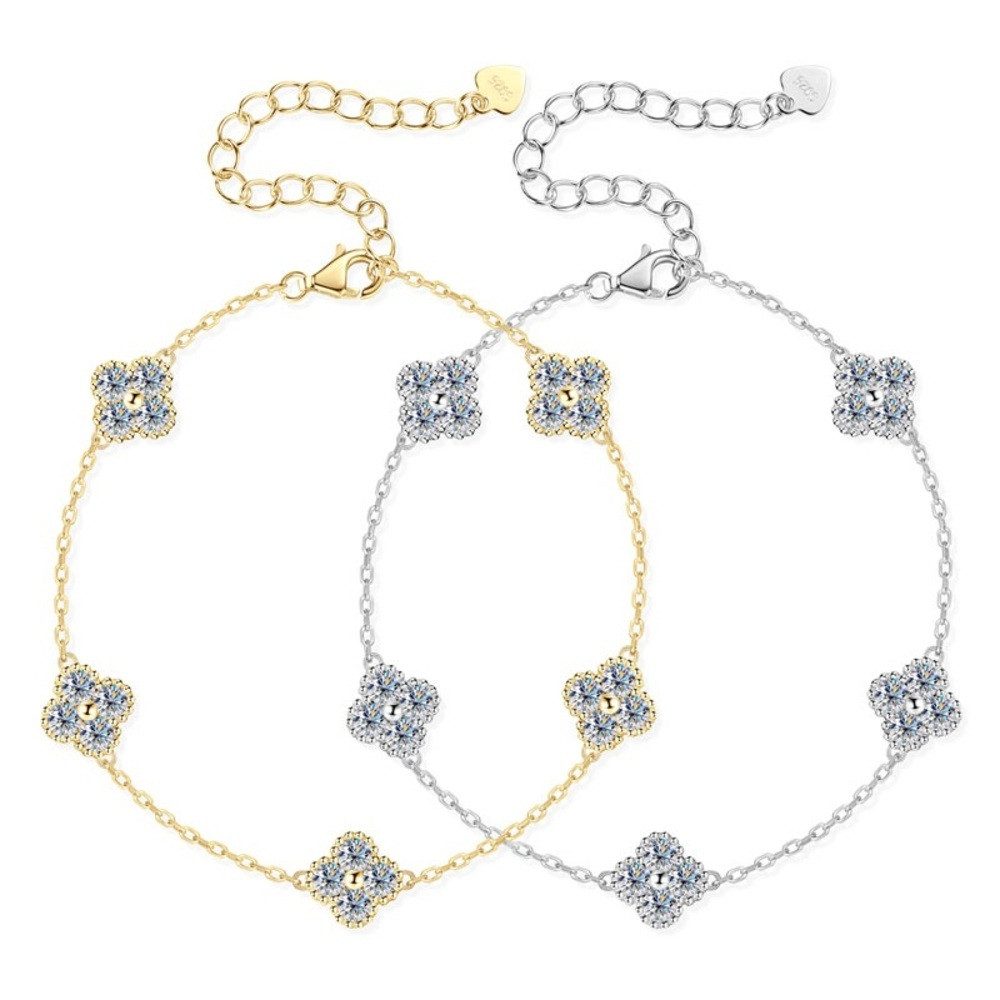 ROUGEMONT Silberarmband Set Funkelndes Moissanit Kleeblatt günstig online kaufen